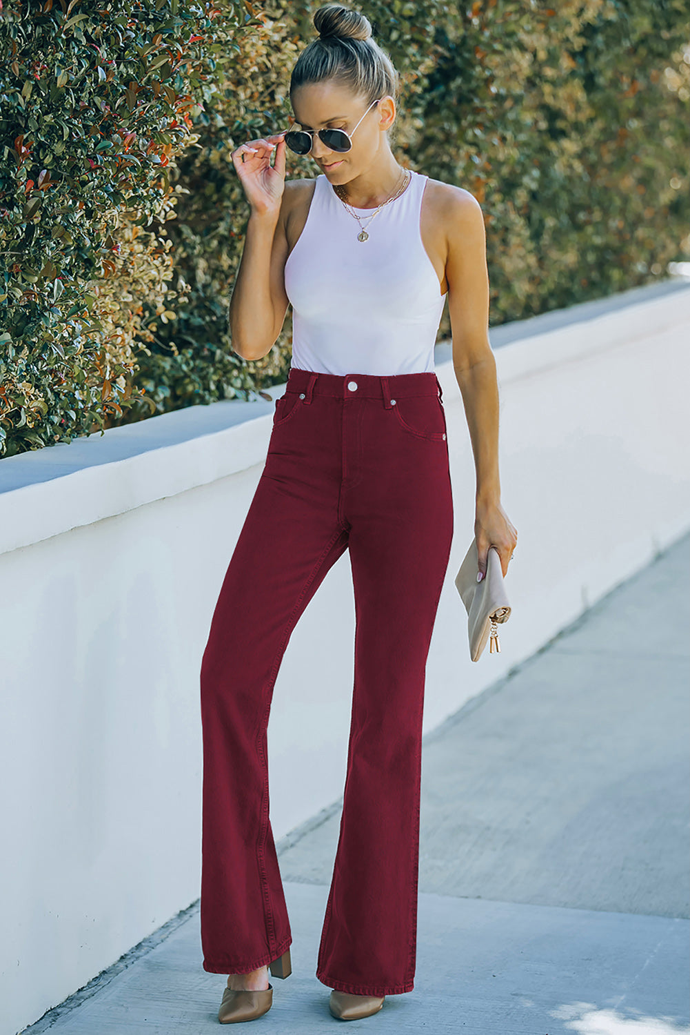 Buy High Waist Flare Leg Jeans with Pockets by Faz