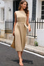 Buy Round Neck Tie Belt Slit Sleeveless Sweater Dress by Faz