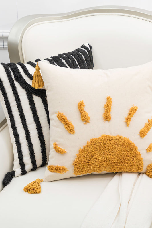 Buy Sun Graphic Tassel Pillow Cover by Faz