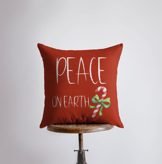 Peace on Earth Red Throw Pillow Cover