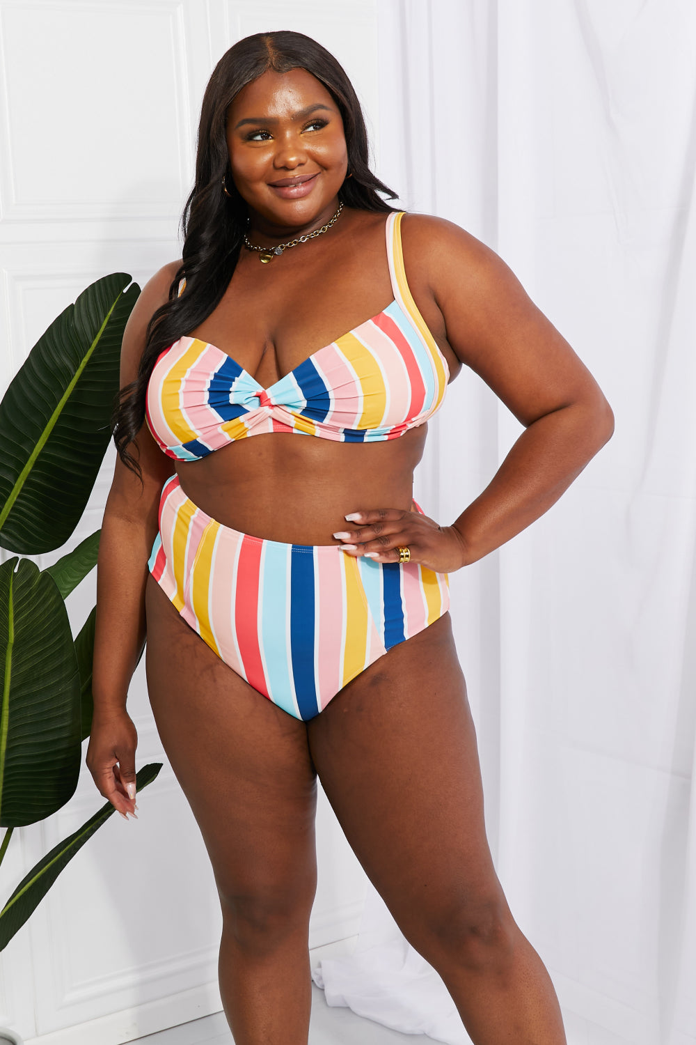 Buy Marina West Swim Take A Dip Twist High-Rise Bikini in Stripe by Marina West Swim