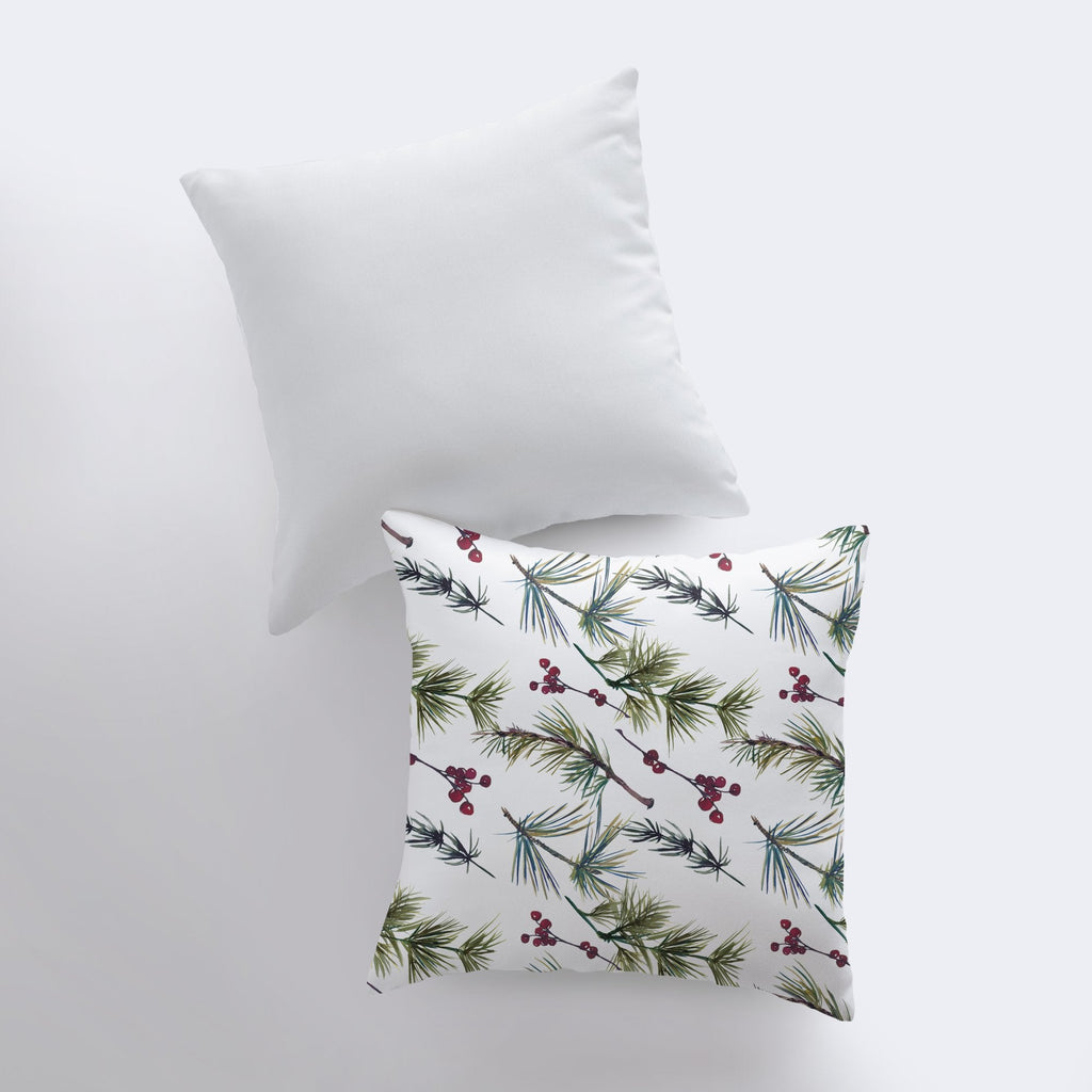 Buy Christmas Holly Berries and Twigs Throw Pillow Cover by UniikPillows