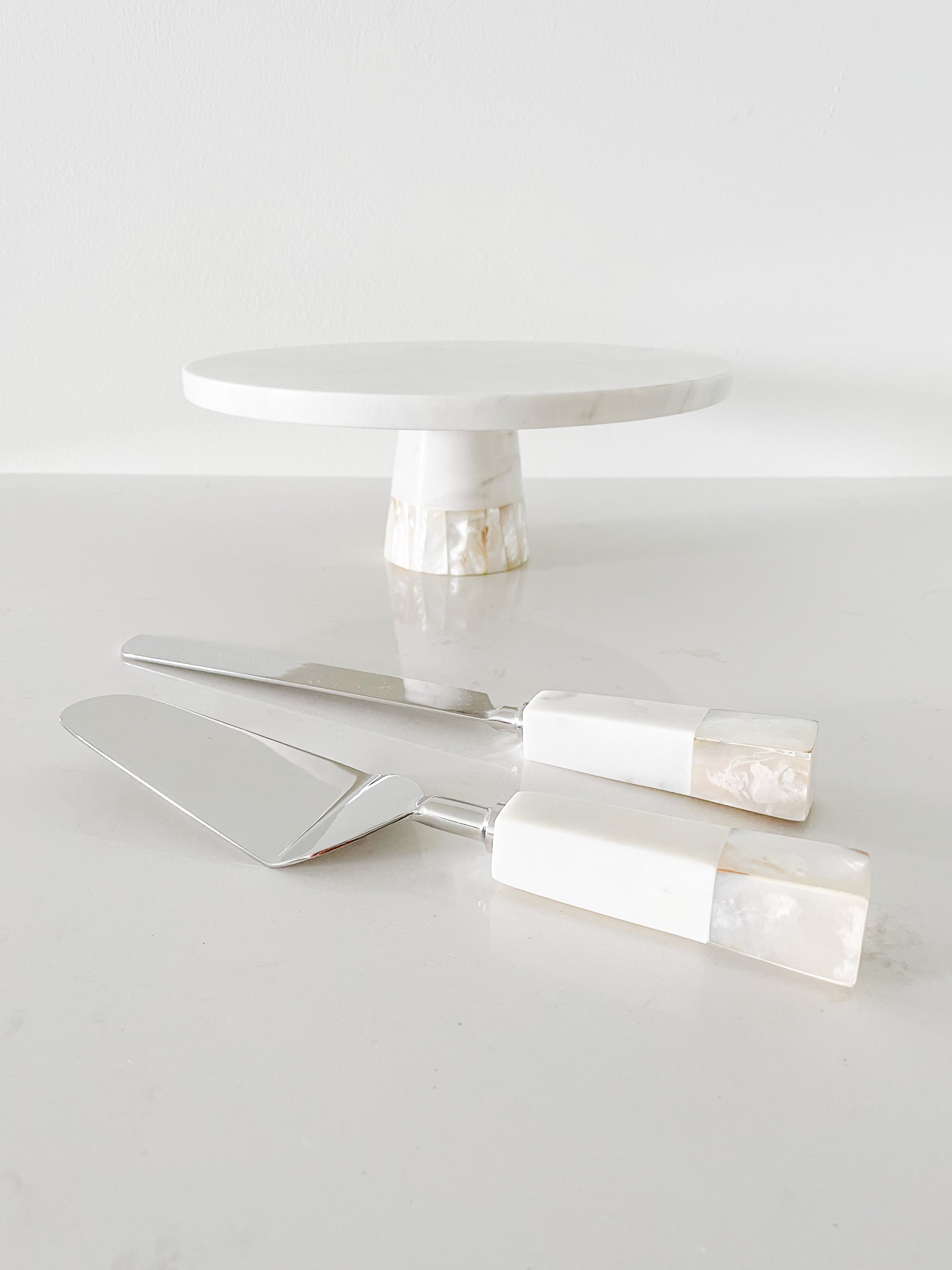 Buy Cake Knife Server Set with Mother of Pearl Inlay by Anaya by Anaya