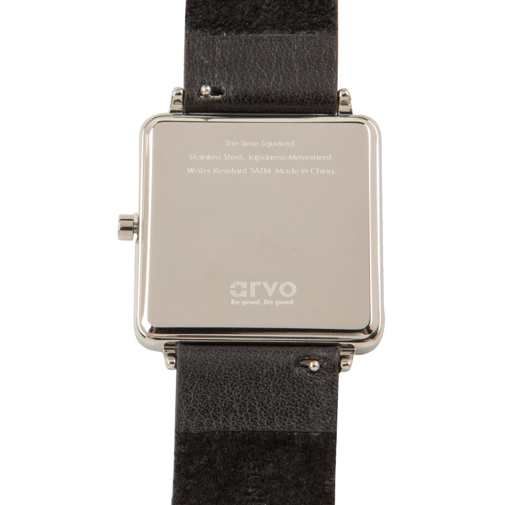 Buy Arvo Time Squared Watch - Black Dial, Black Leather by Arvo