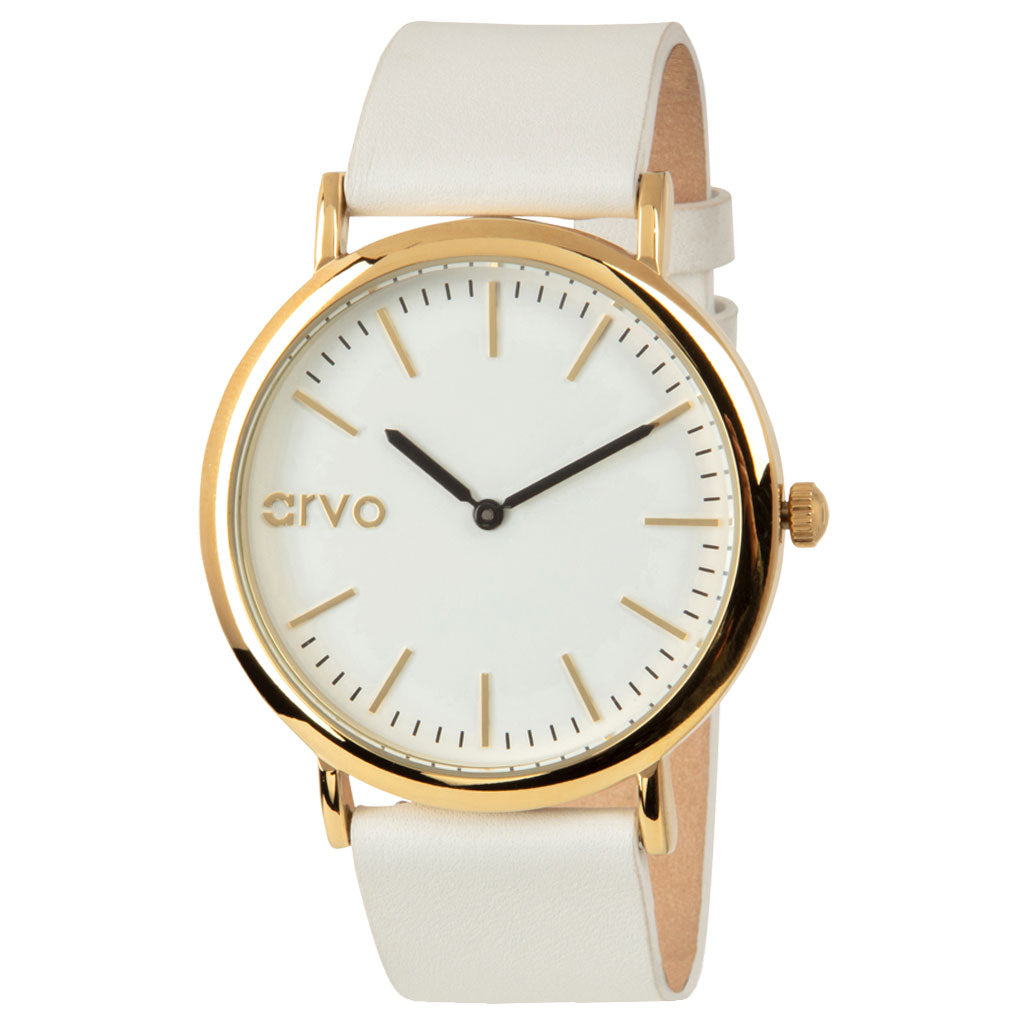 Arvo White Time Sawyer Watch | Gold | White Leather