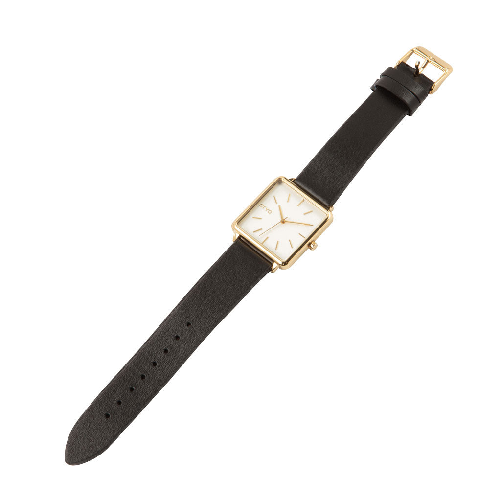 Arvo Time Squared Watch - Black Leather