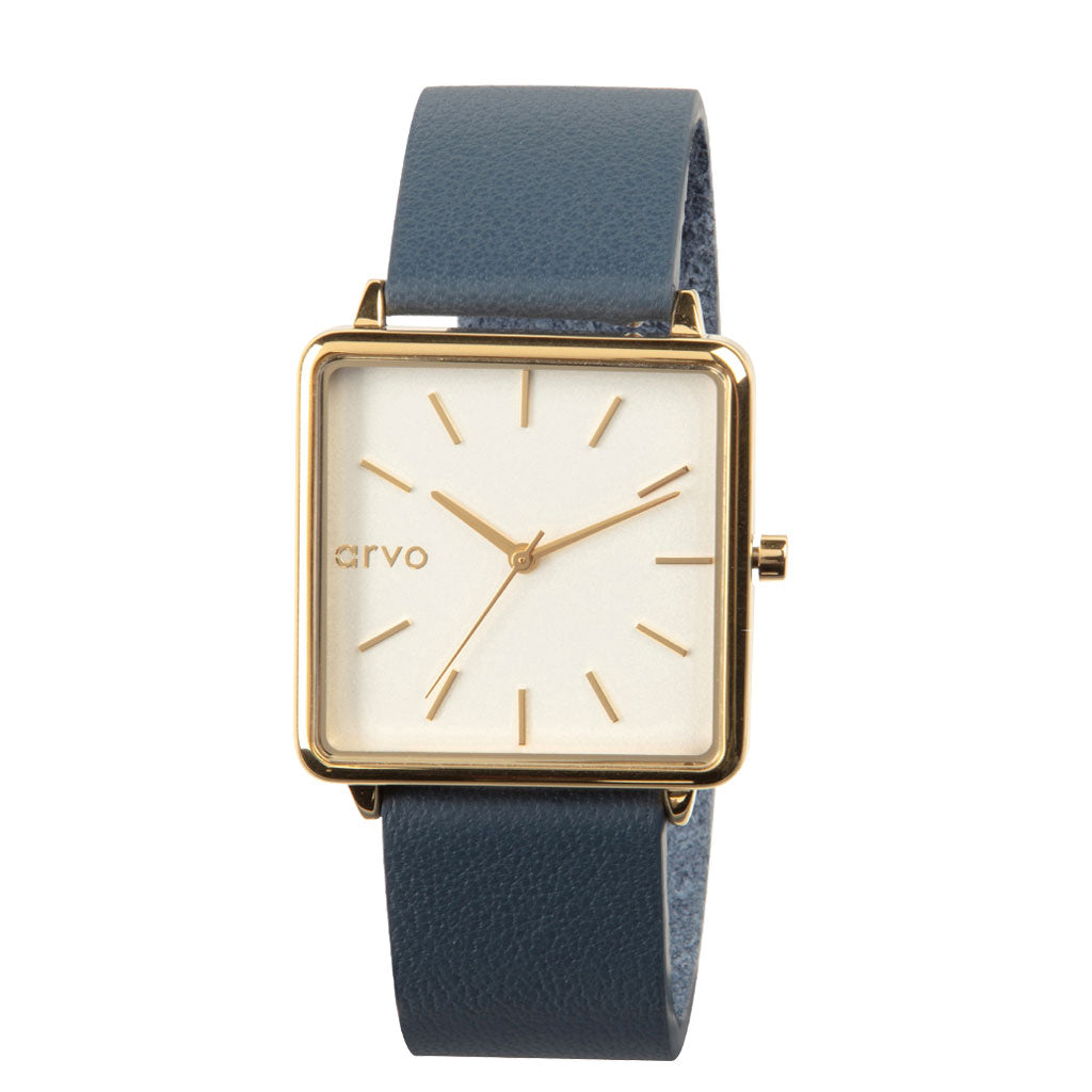Arvo Time Squared Watch - Marino Blue Leather