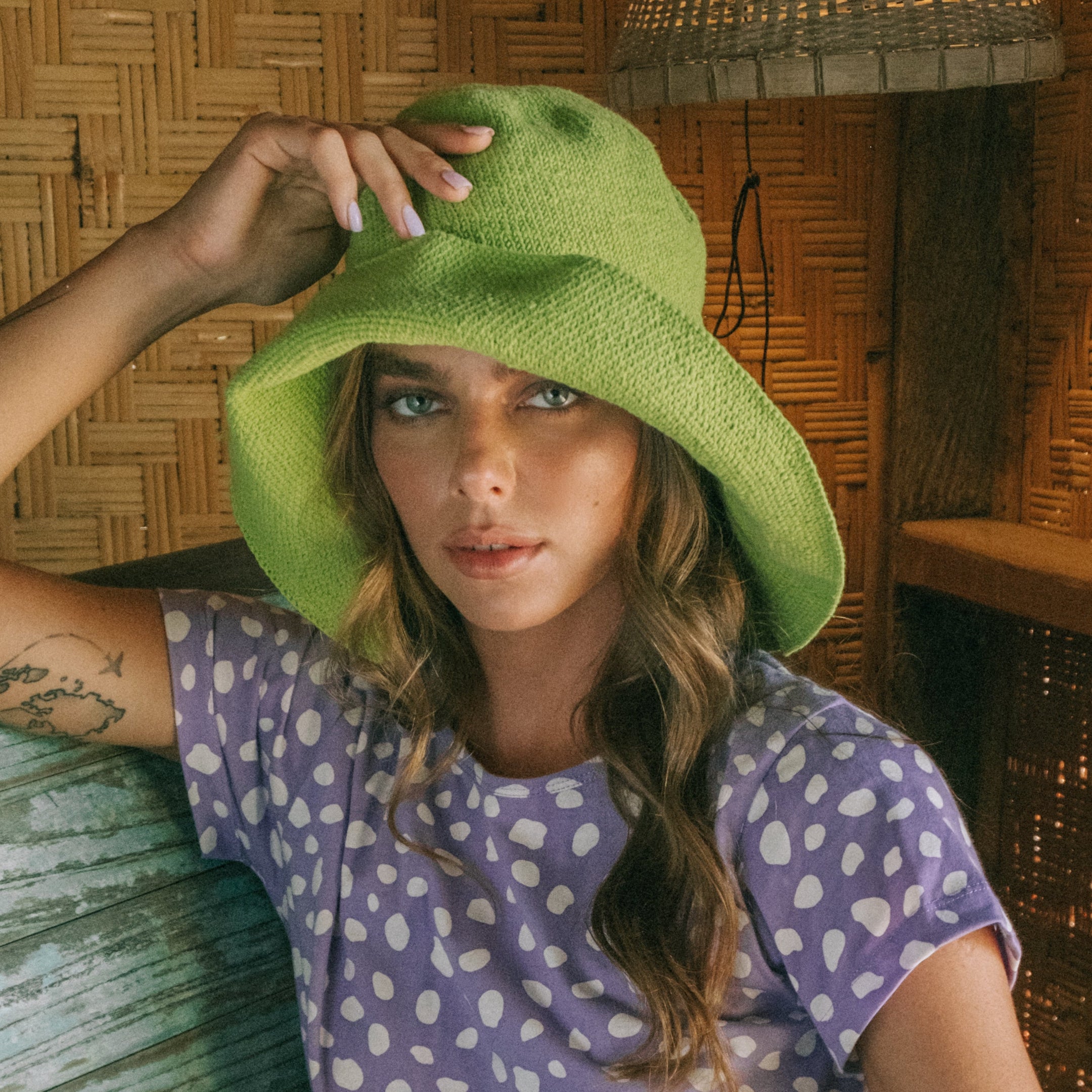Buy BLOOM Crochet Sun Hat, in Lime Green by BrunnaCo
