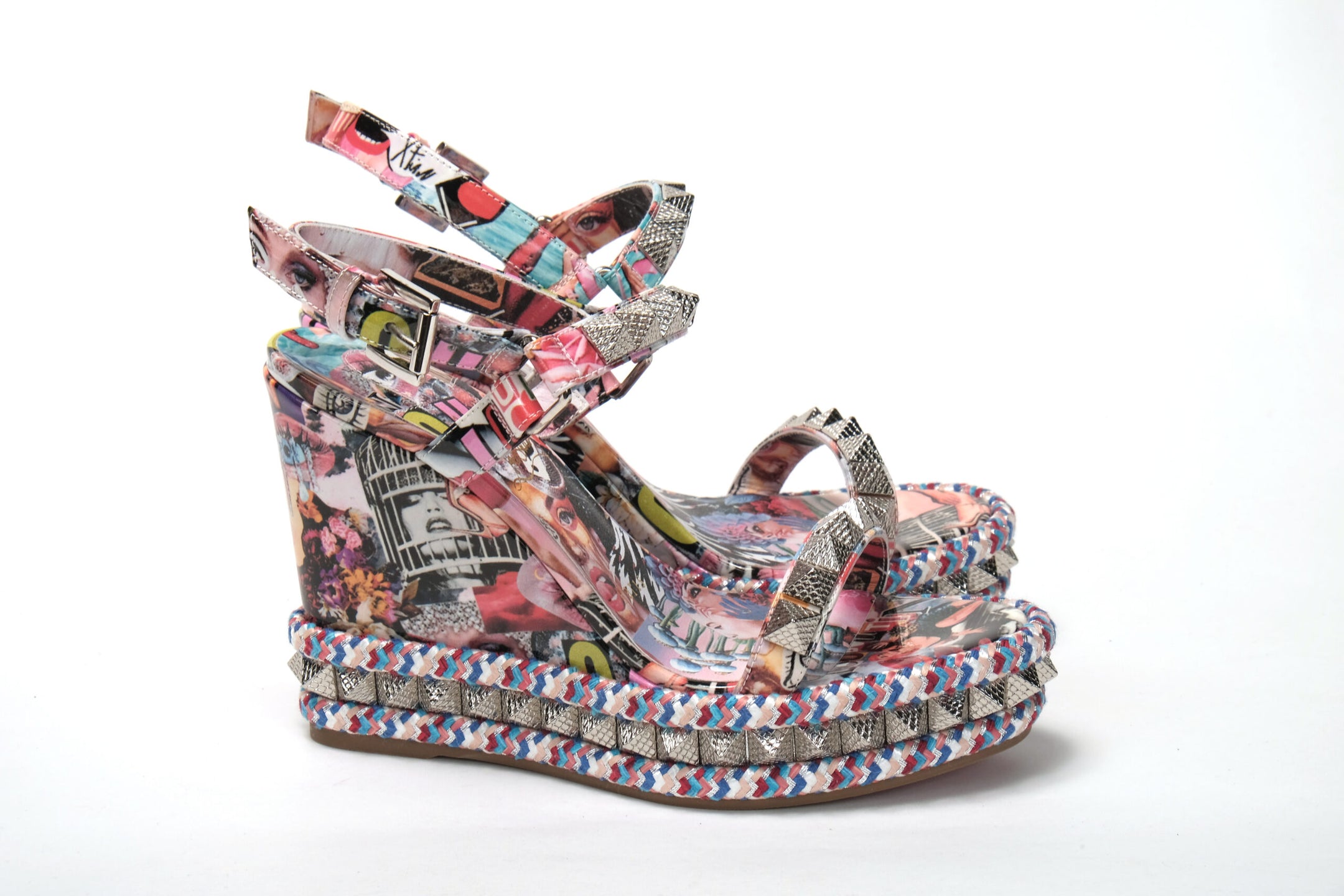 Multicolor Pyraclou 110 Patent High Heel Wedge