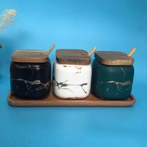 Buy Marble Pattern Ceramic Spice Jars by Violet Perseus