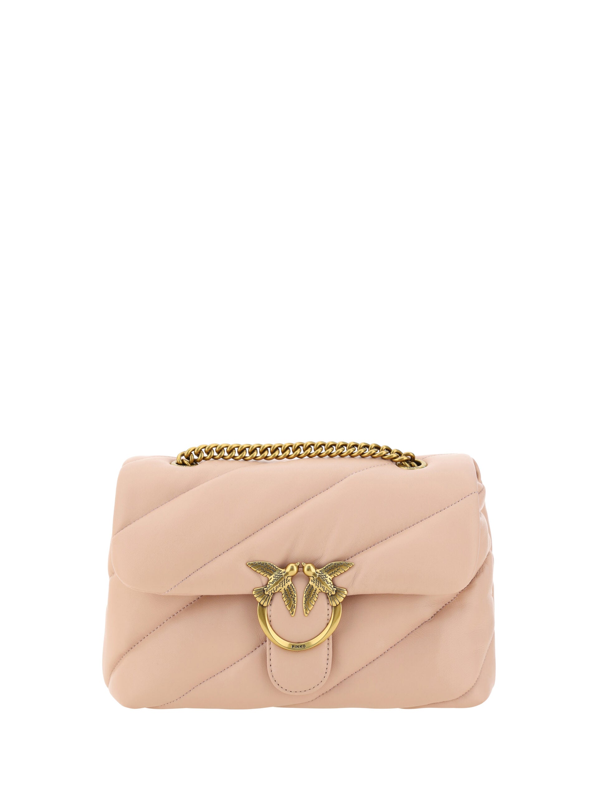 Pink Calf Leather Love Classic Shoulder Bag