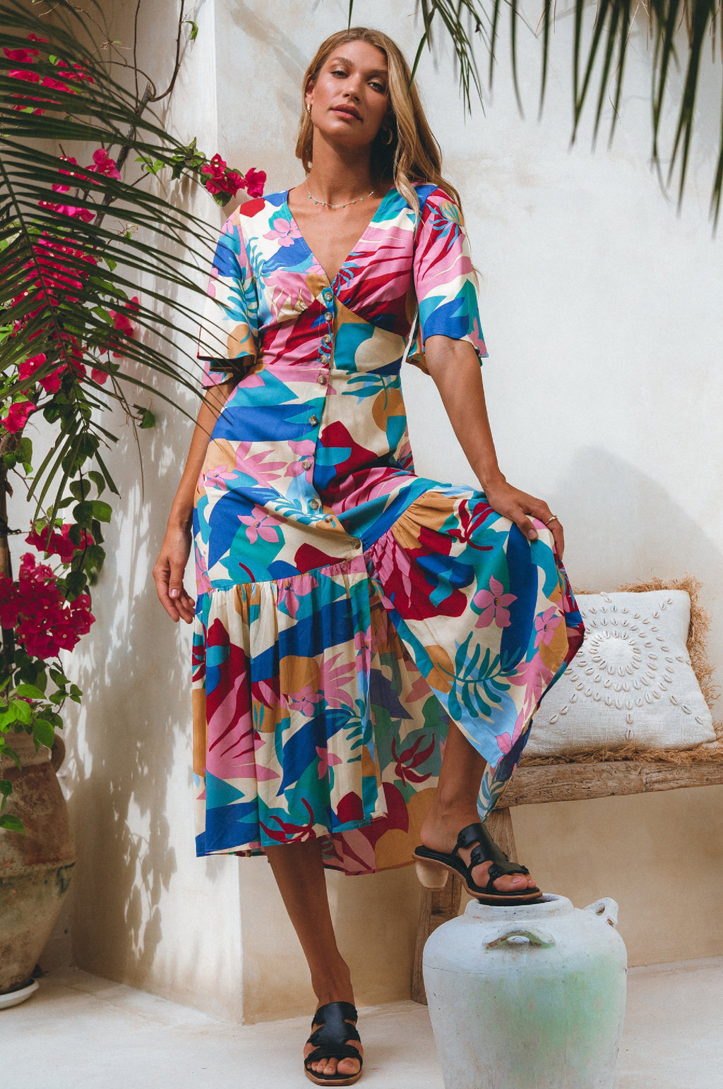Buy Donna Button Down Midi Dress by ELF