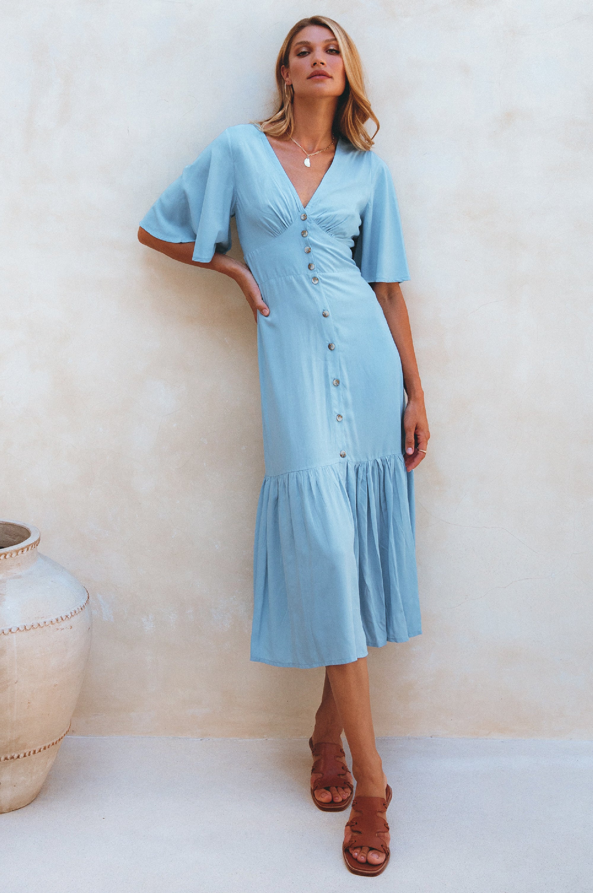 Buy Donna Button Down Midi Dress by ELF