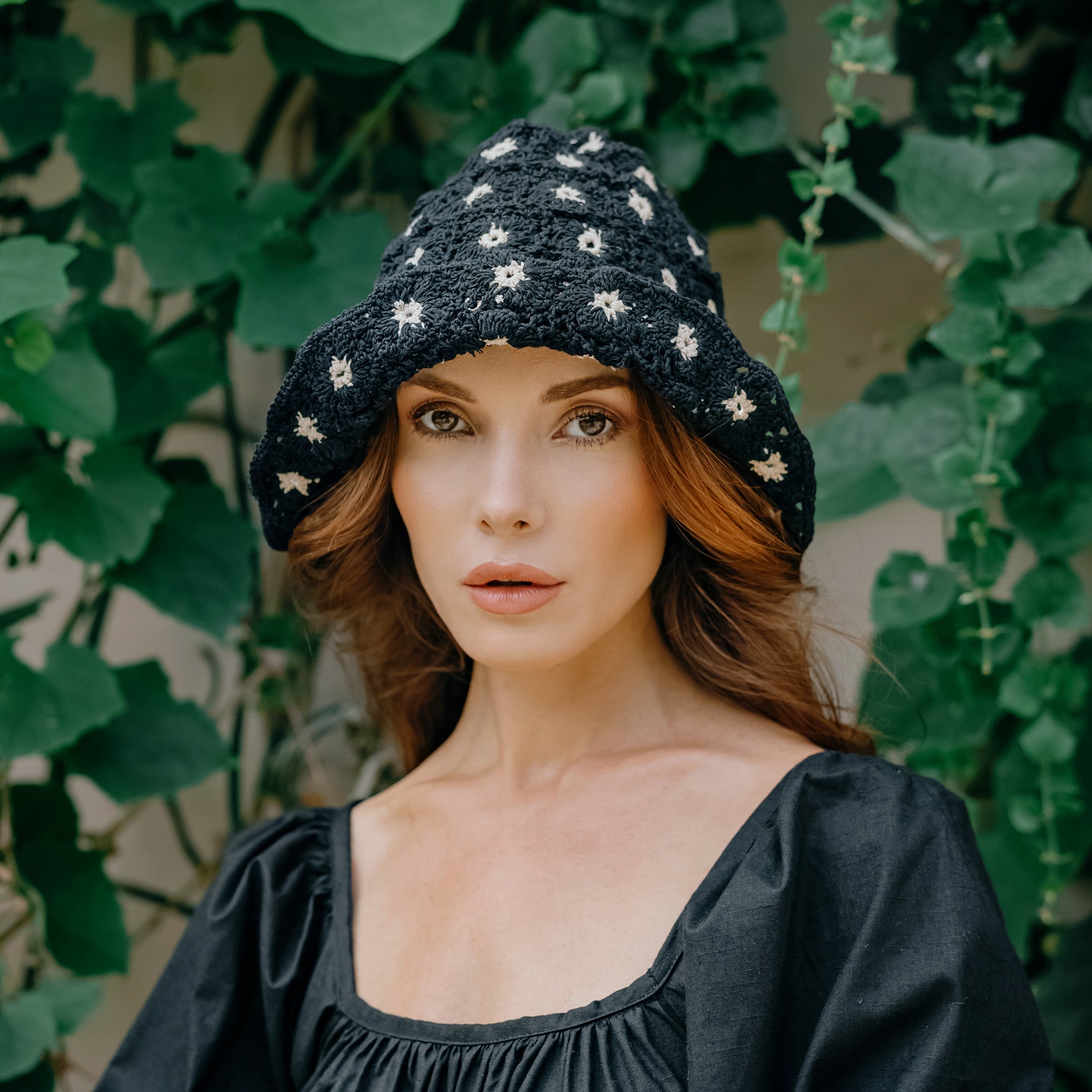 Buy FLORA Crochet Hat, in Black by BrunnaCo