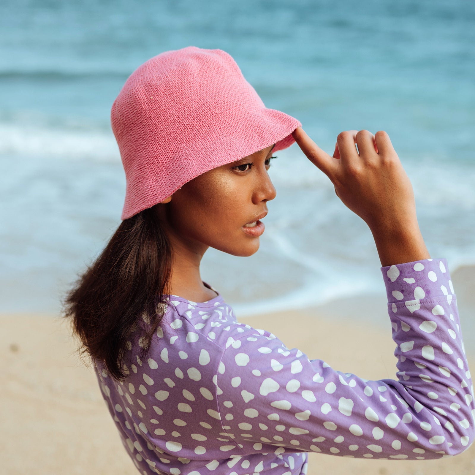 Buy FLORETTE Crochet Bucket Hat, in Pink by BrunnaCo