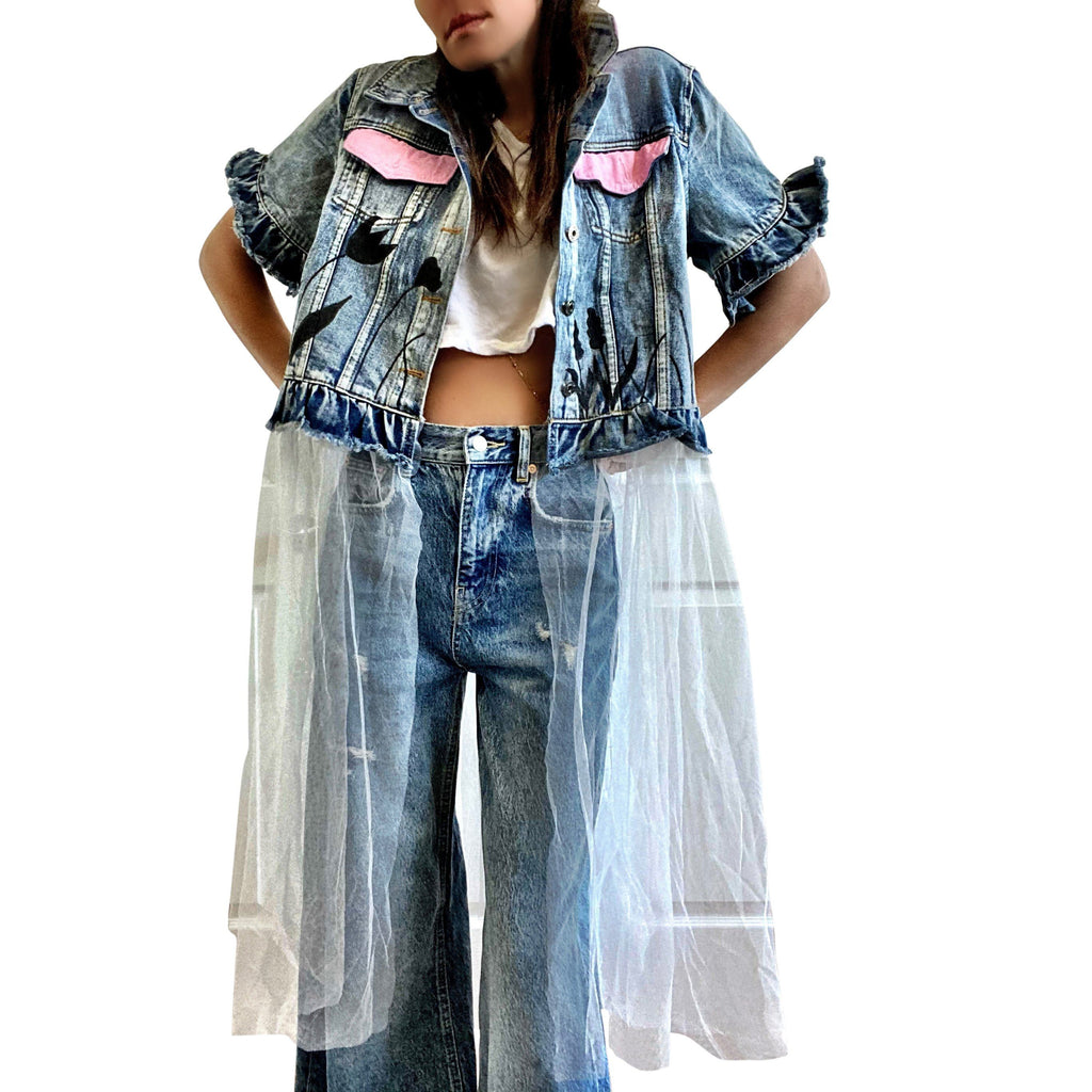 Buy FLORAL SHADOWS' DENIM JACKET by Wren + Glory