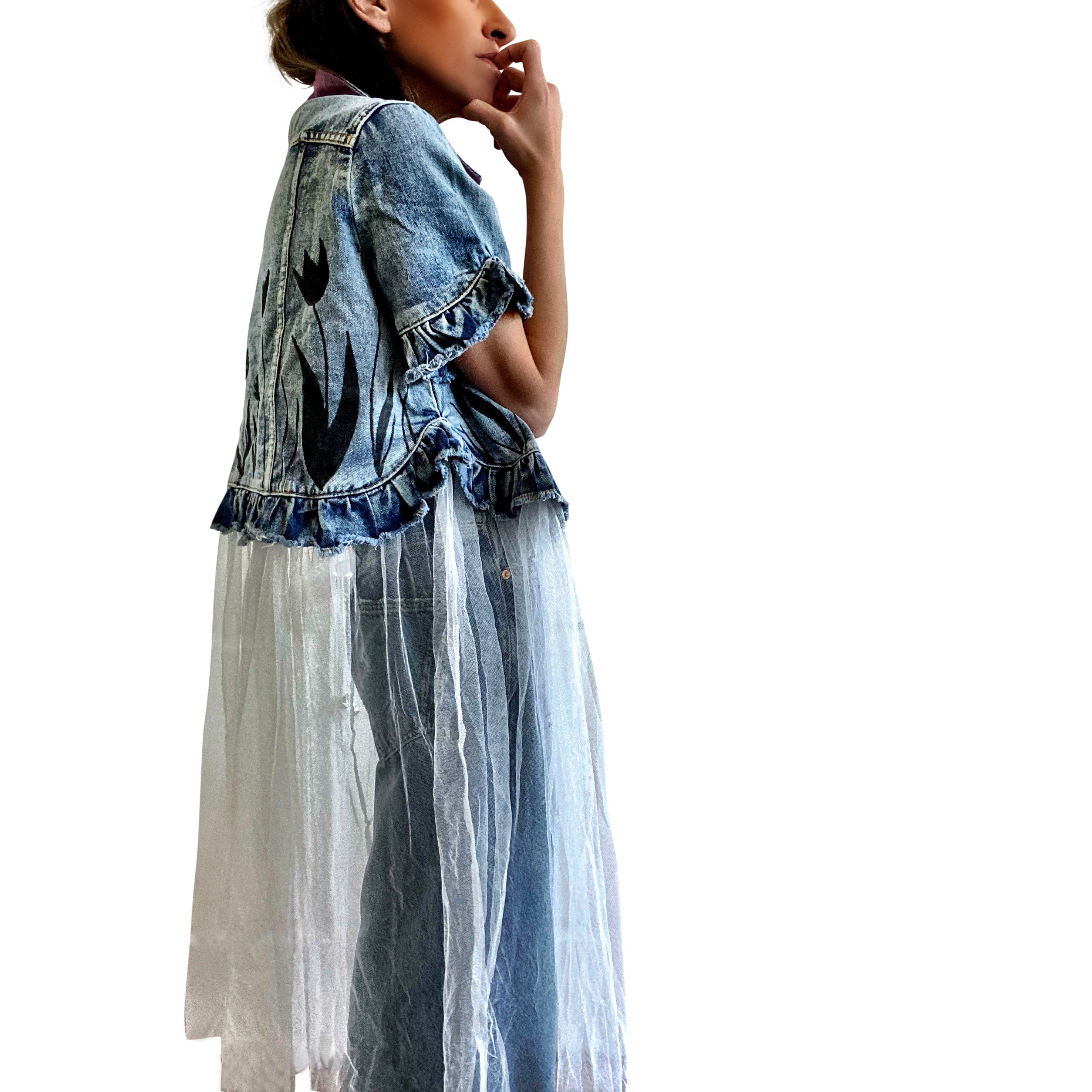 Buy FLORAL SHADOWS' DENIM JACKET by Wren + Glory