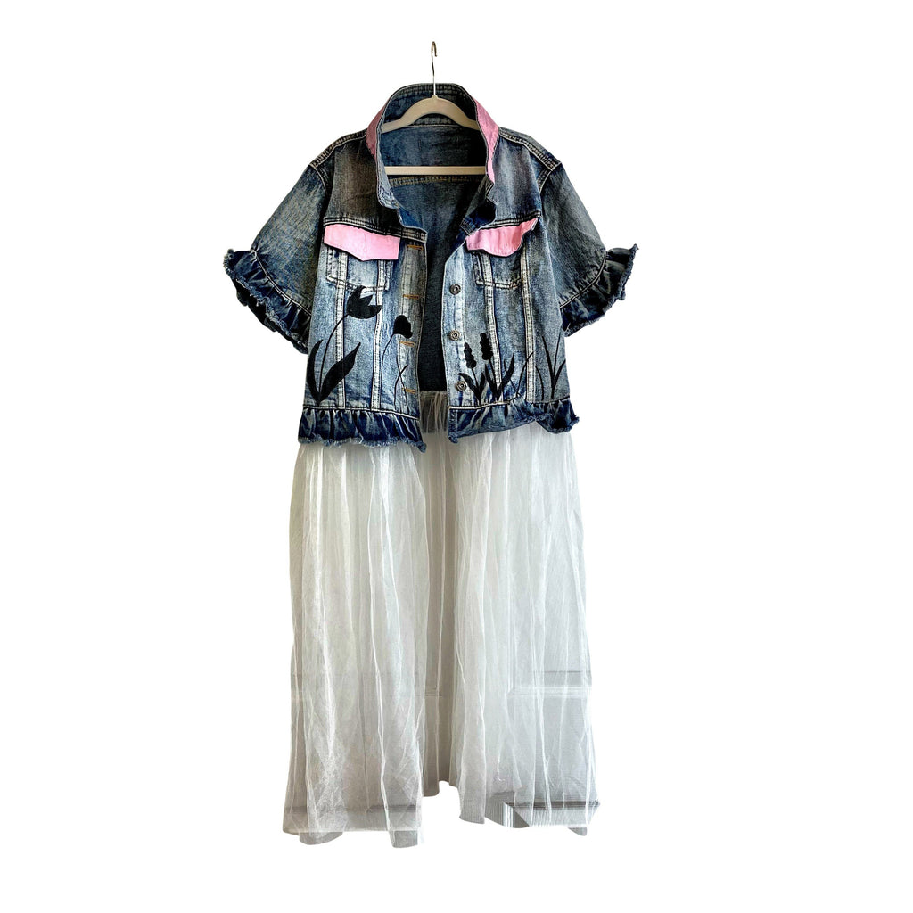 Buy FLORAL SHADOWS' DENIM JACKET by Wren + Glory