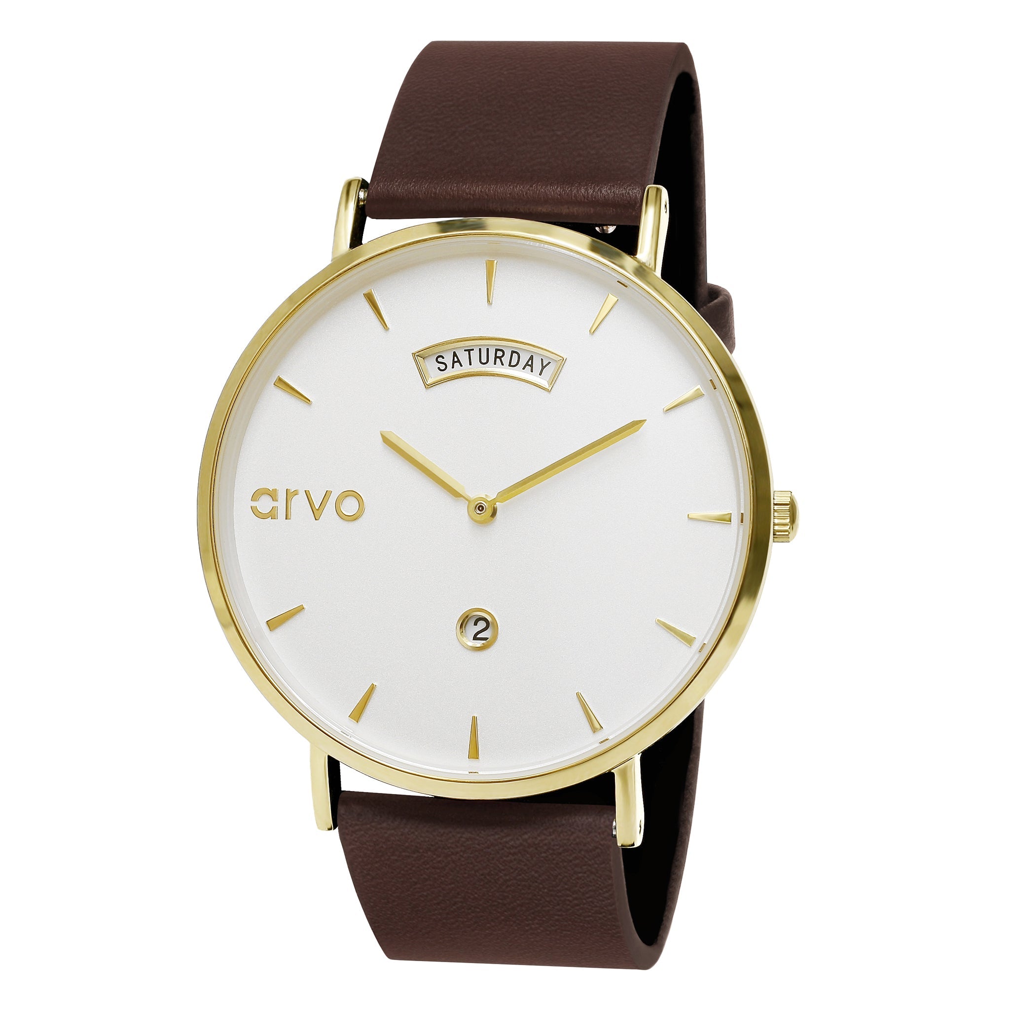 Buy Arvo Awristacrat Watch-Gold-Saddle Leather Band by Arvo