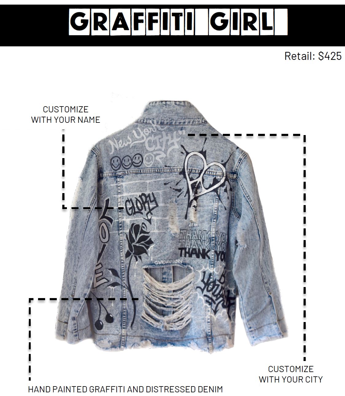 Buy GRAFFITI GIRL' DENIM JACKET by Wren + Glory