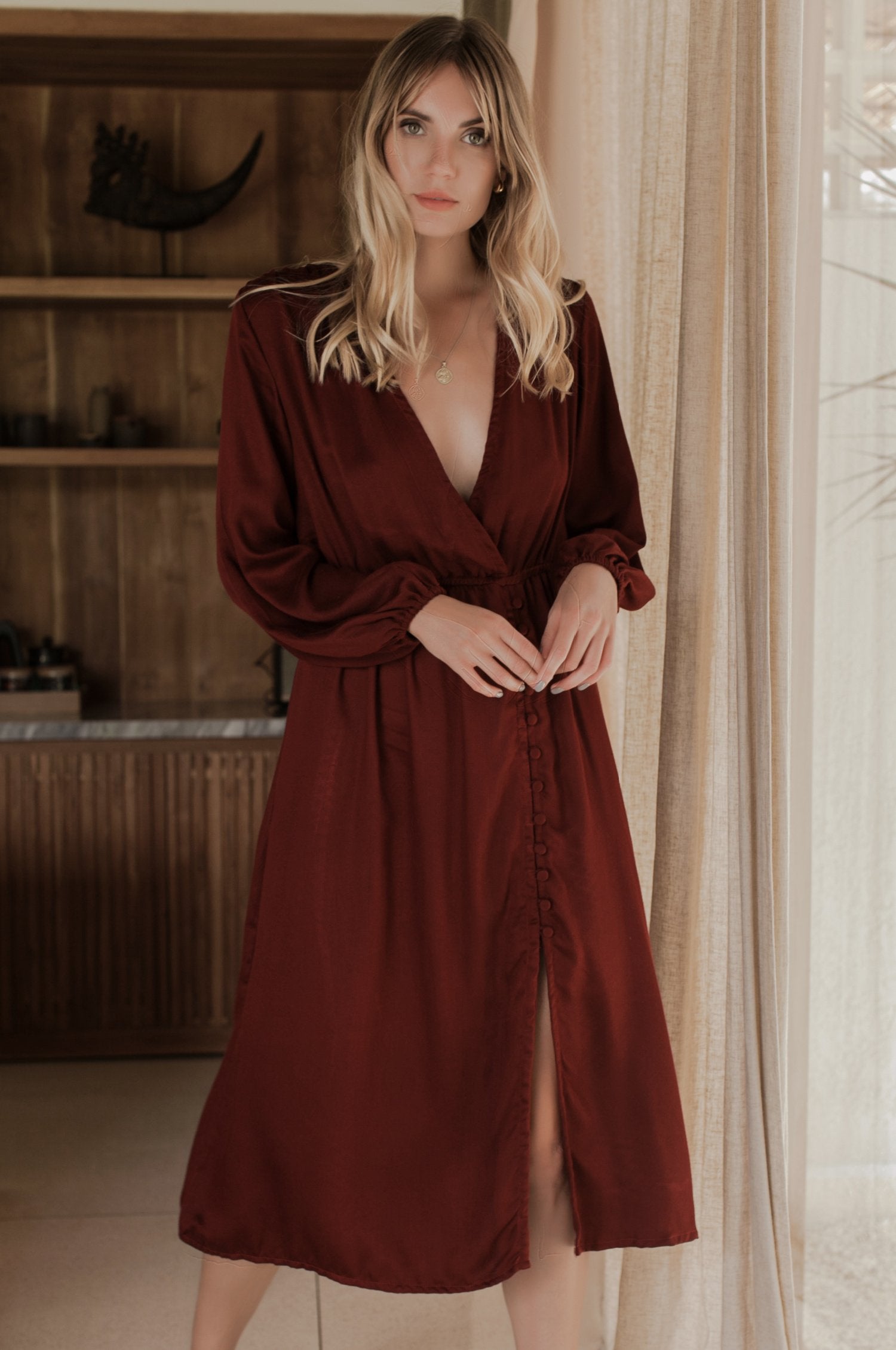 Buy Greta Long Sleeve Midi Dress by ELF