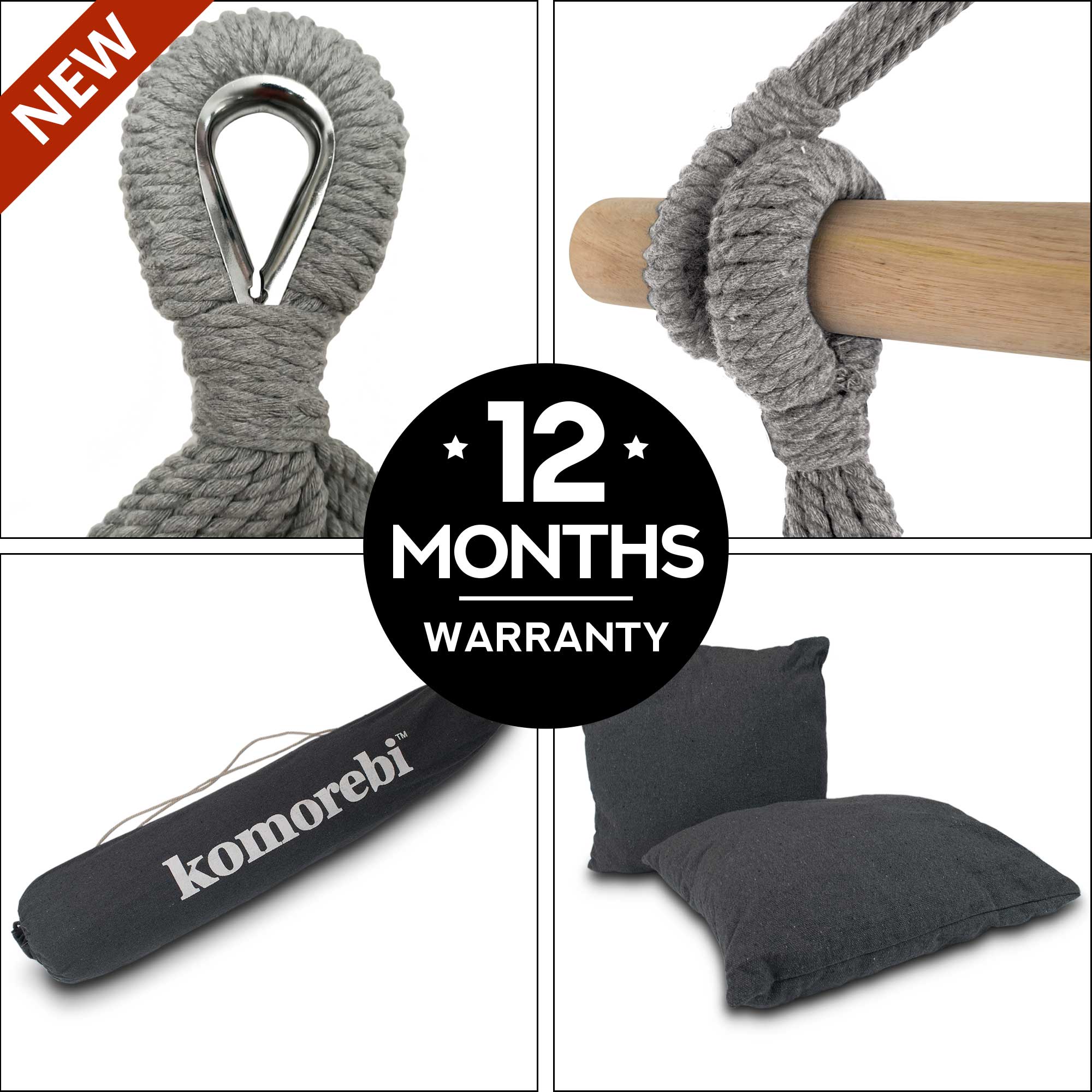 Buy Hanging Hammock Chair (Grey) by Komorebi