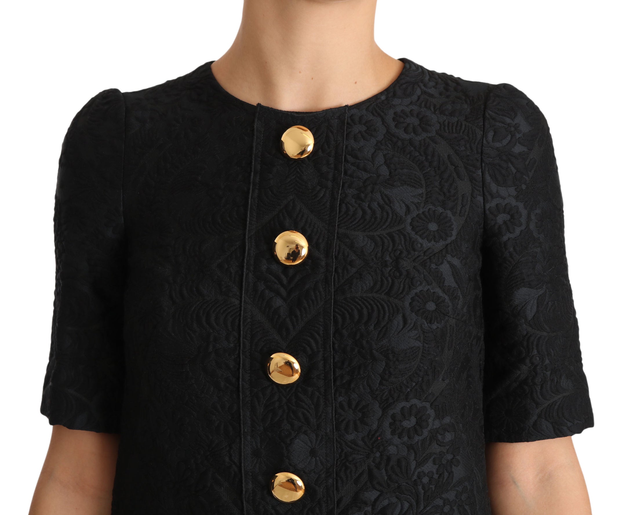 Buy Elegant Black Button Embellished Mini Dress by Dolce & Gabbana