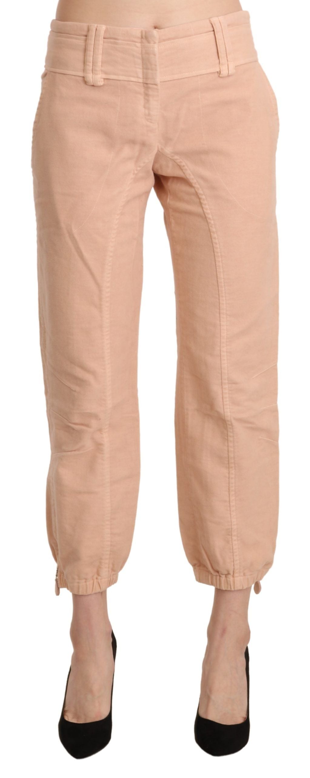 Chic Beige Cropped Cotton Pants