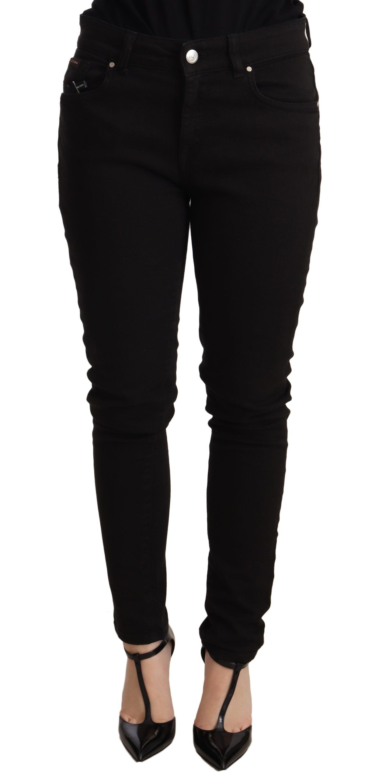 Elegant Slim-Fit Black Denim Jeans
