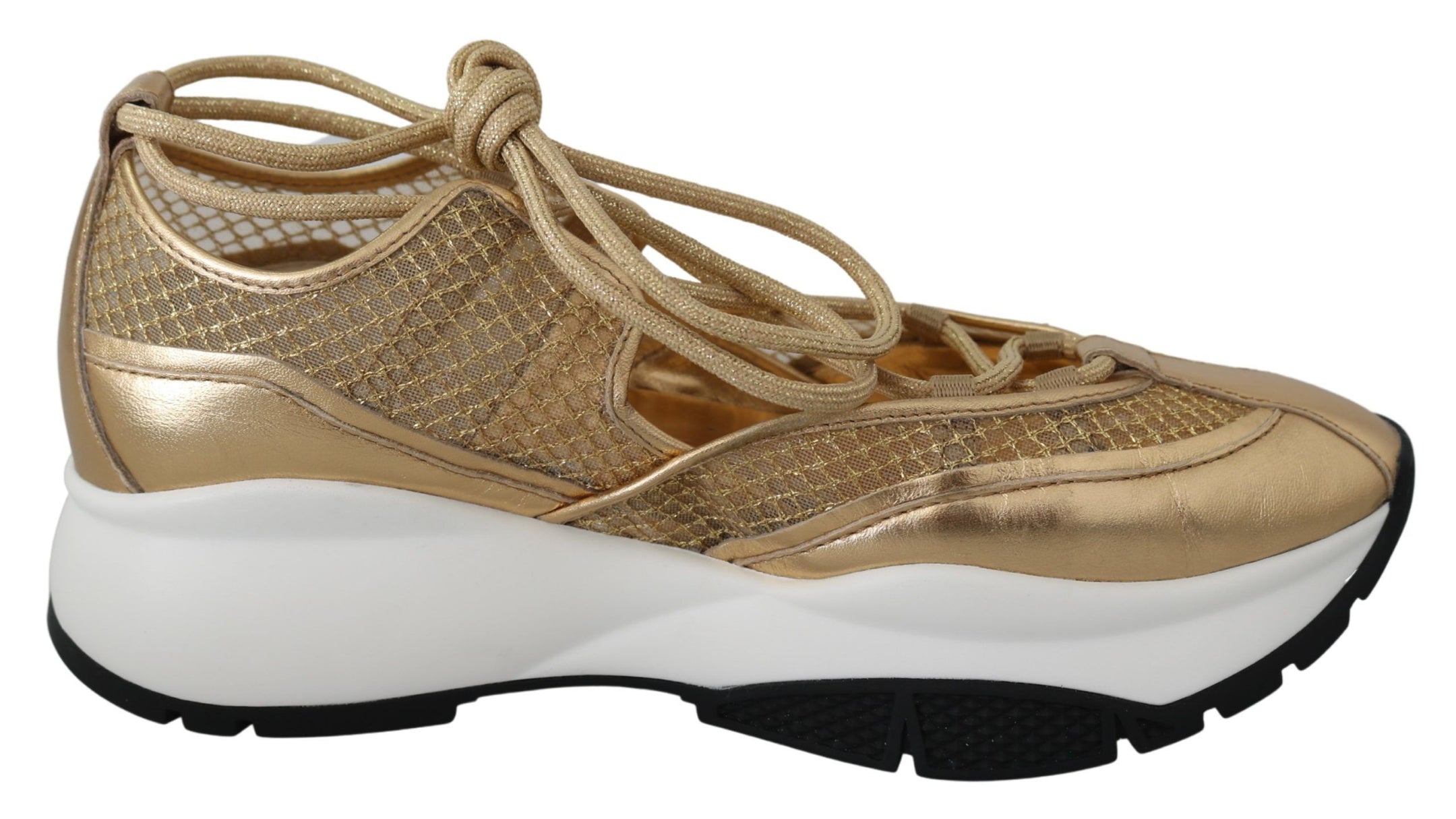 Golden Glamour Mesh Leather Sneakers
