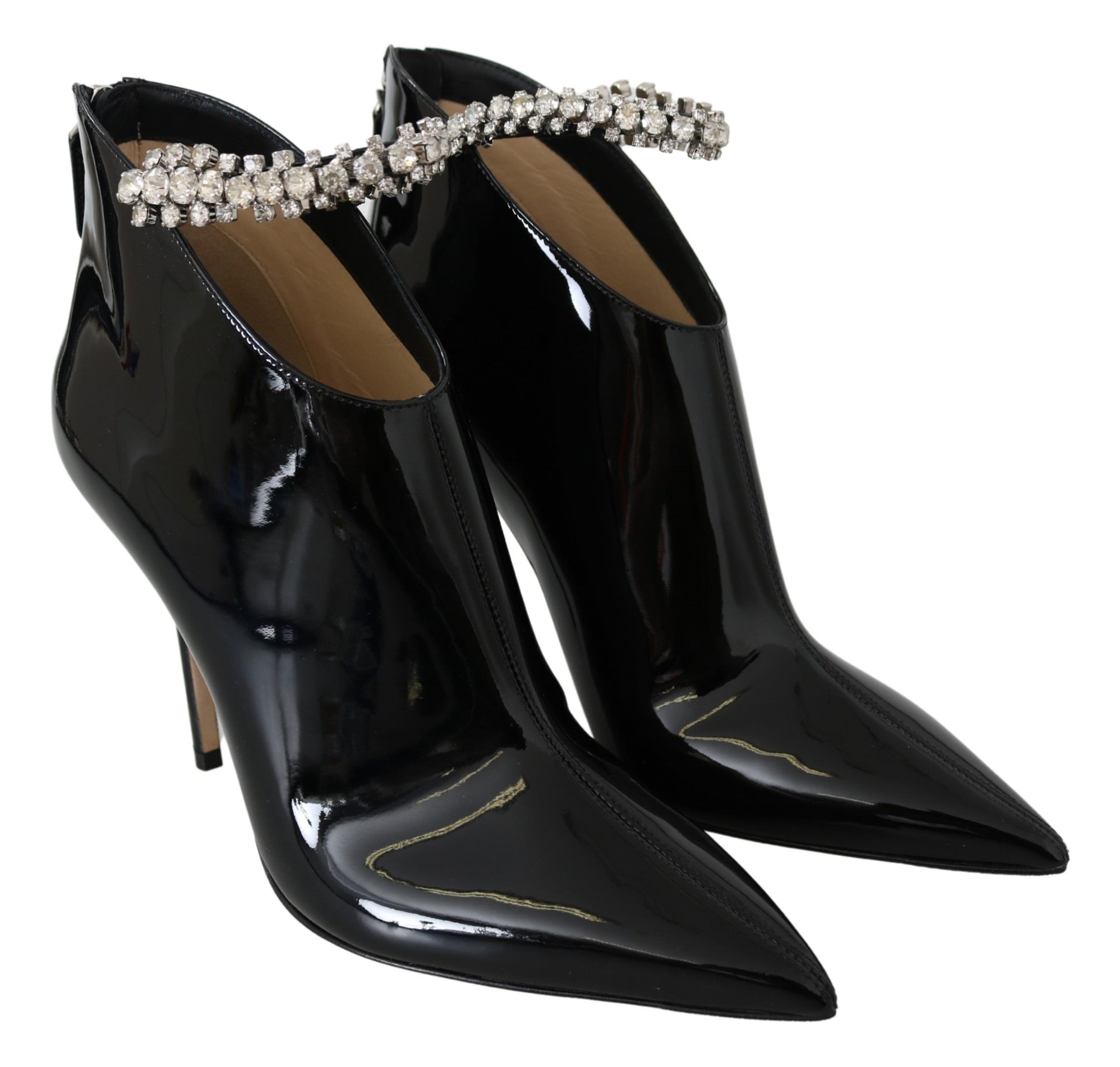 Elegant Black Patent Heeled Boots