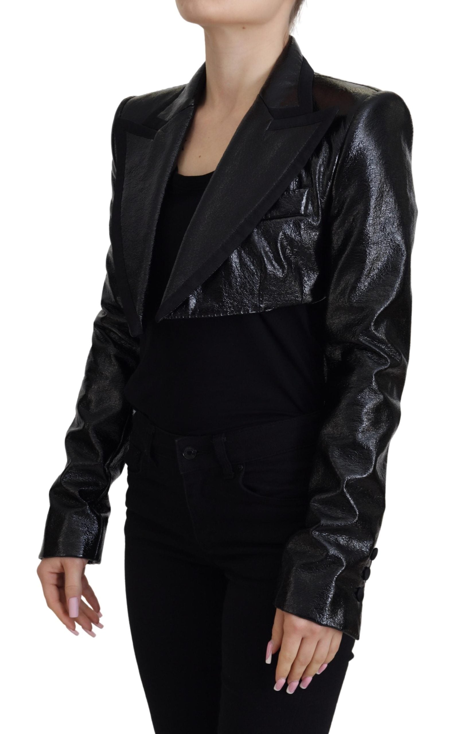 Elegant Cropped Black Designer Jacket