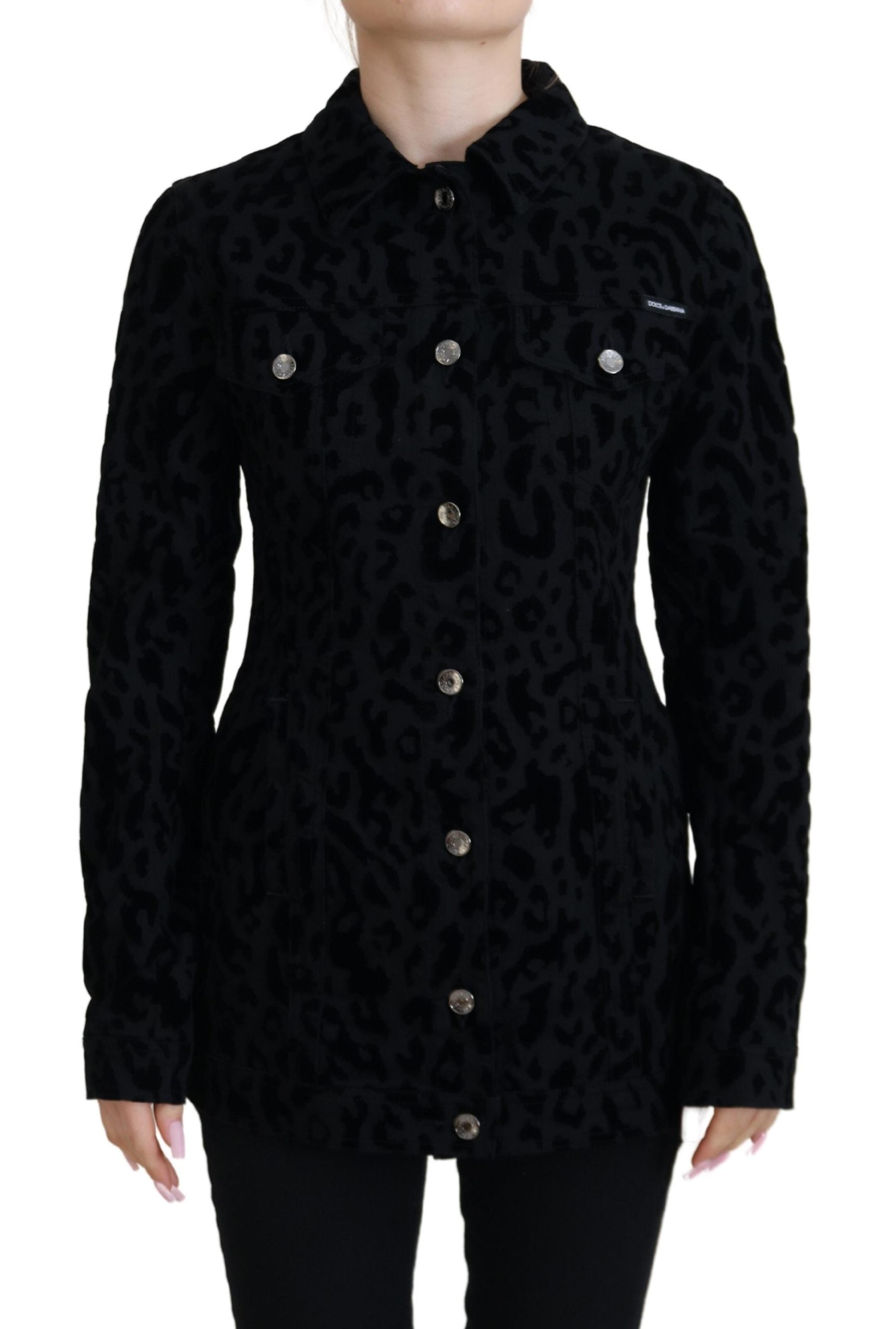 Chic Leopard Pattern Denim Jacket