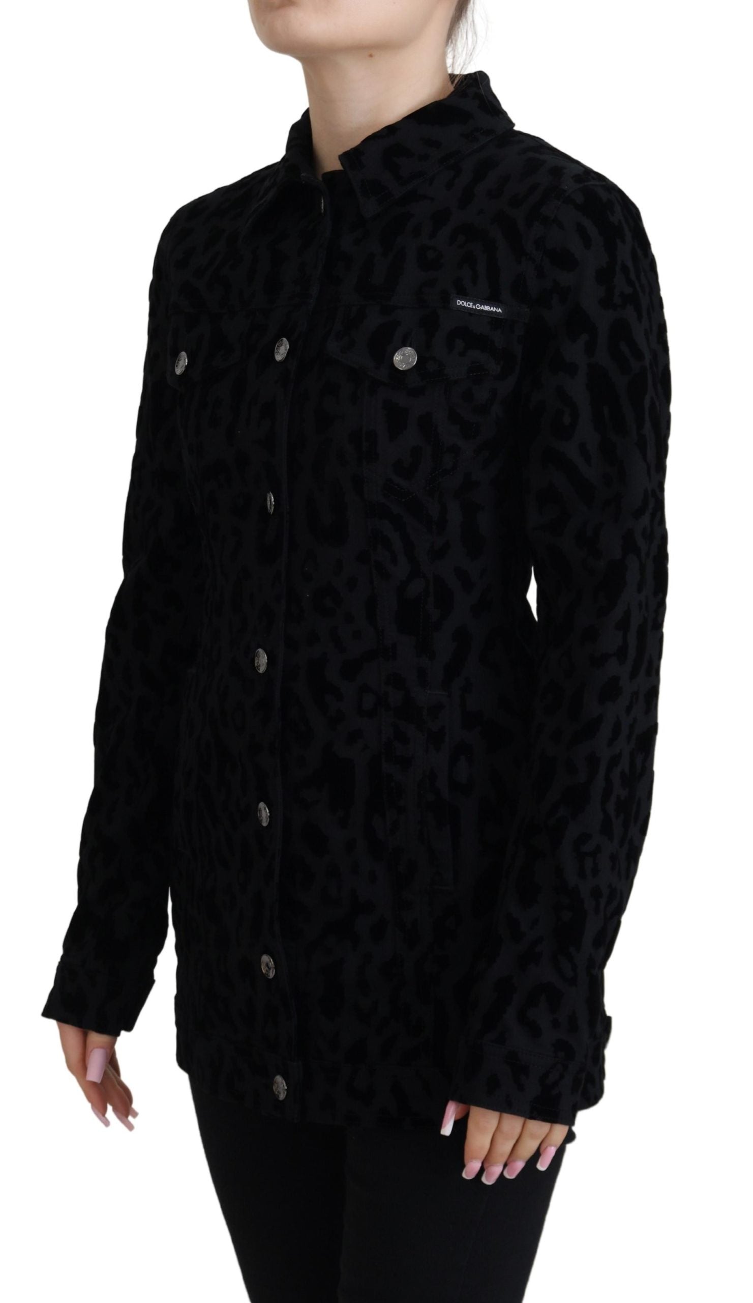 Chic Leopard Pattern Denim Jacket