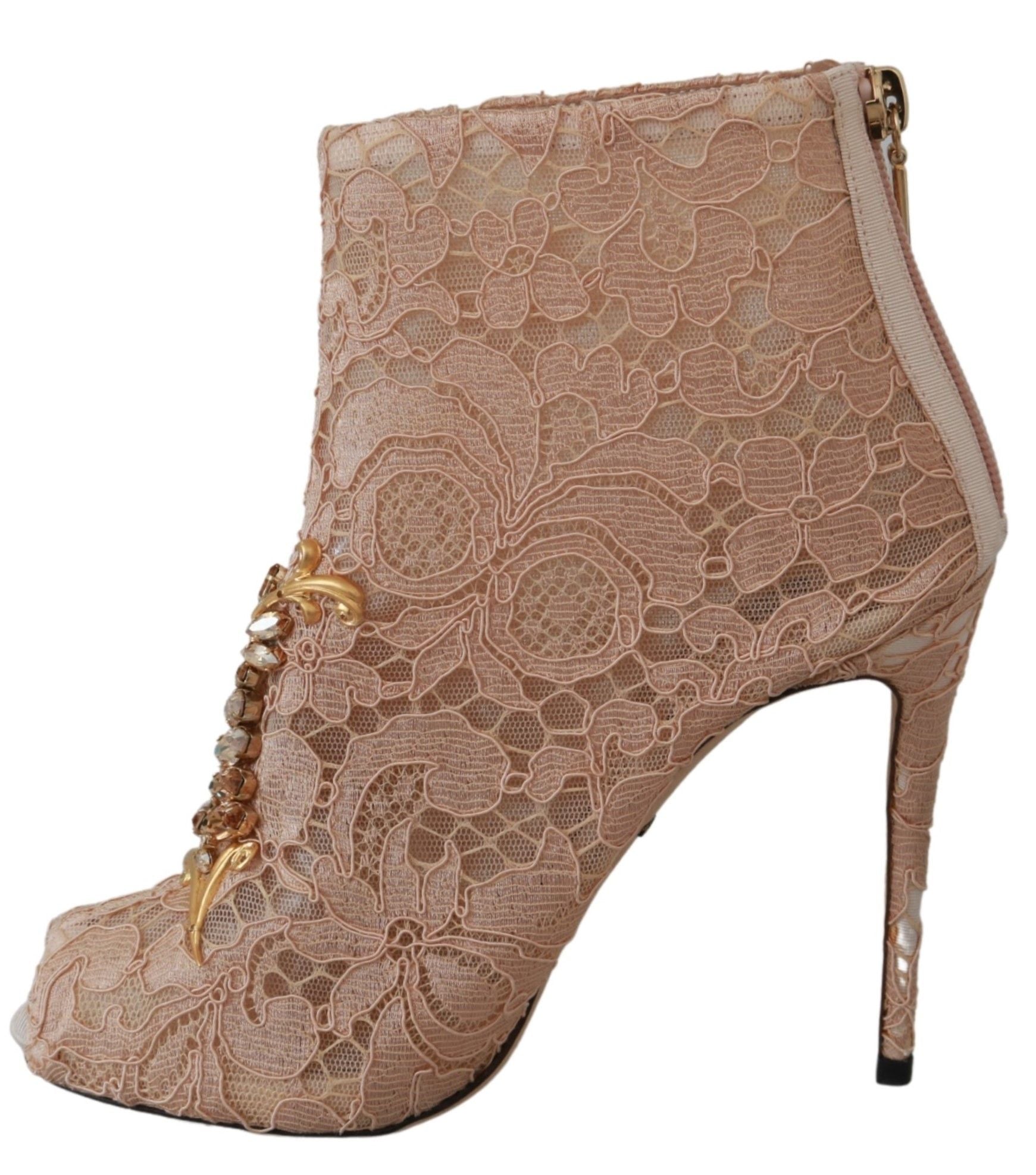 Elegant Lace Stilettos with Crystal Accents