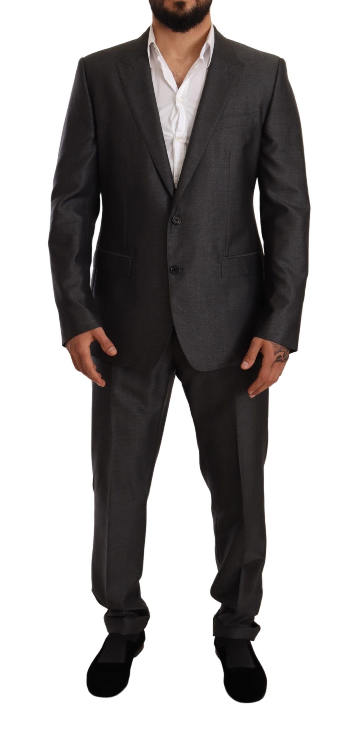 Gray Slim Fit Wool Silk MARTINI Suit