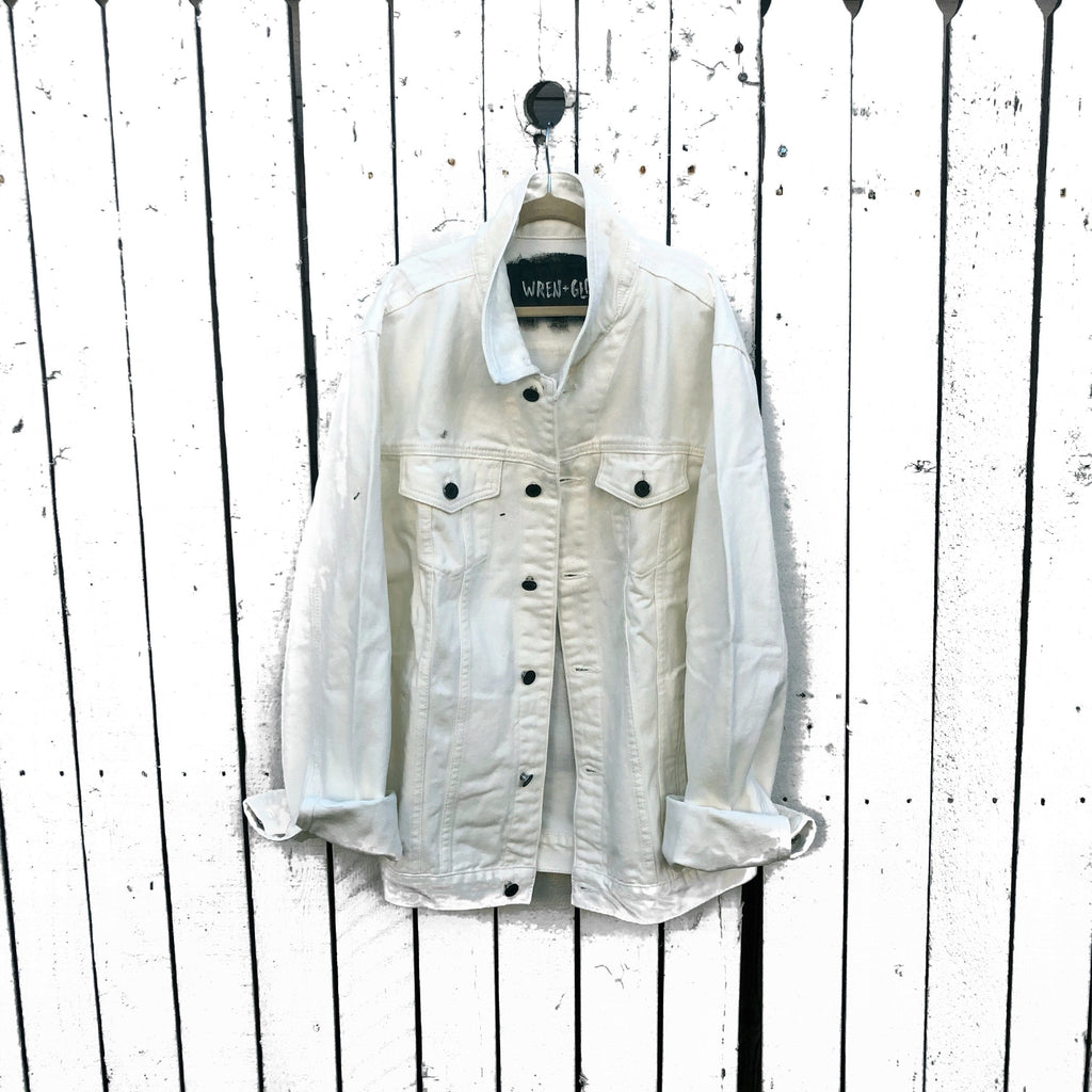 Buy DAMN THE MAN' DENIM JACKET by Wren + Glory