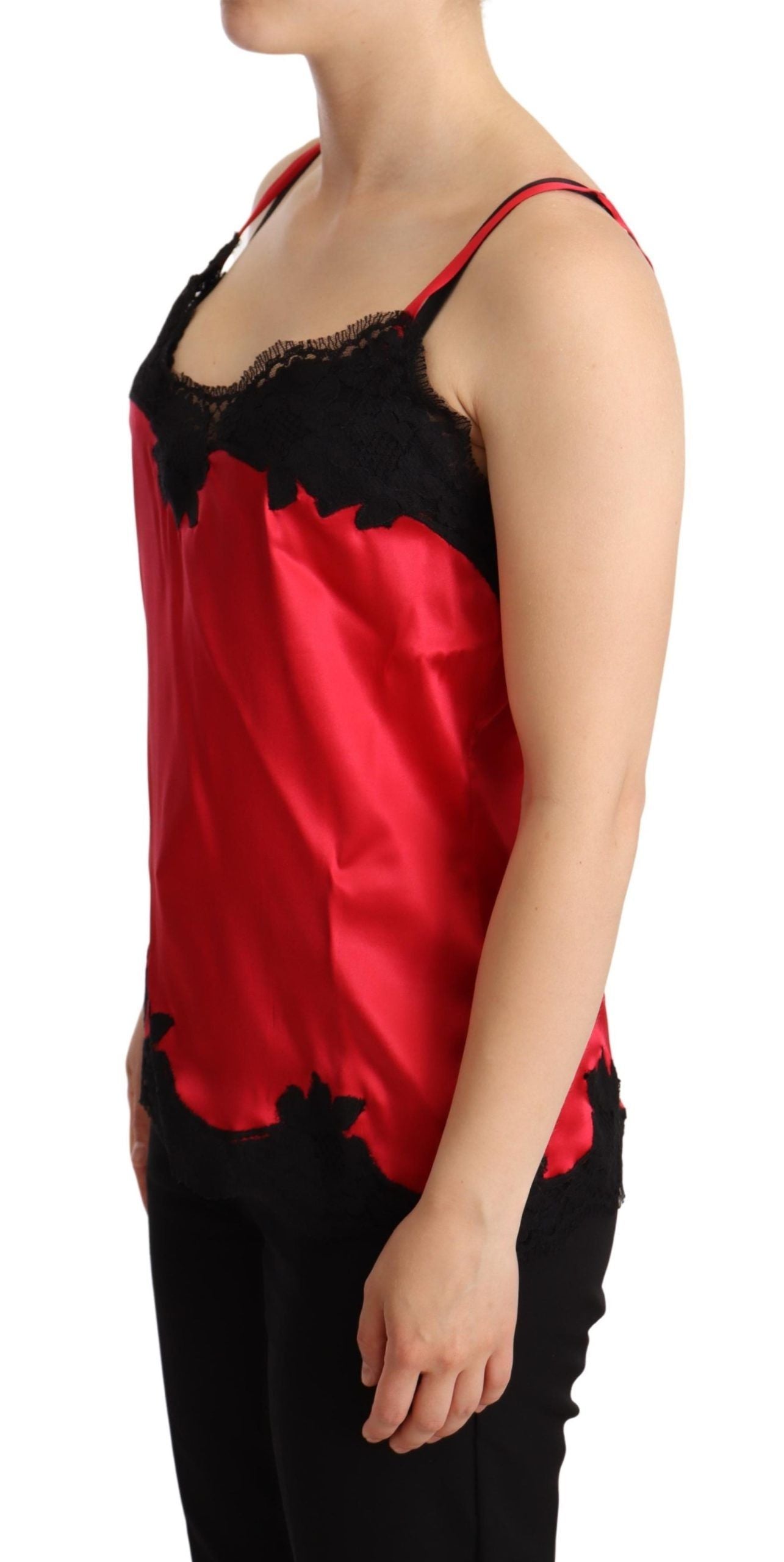 Enchanting Red Silk Blend Lace Camisole