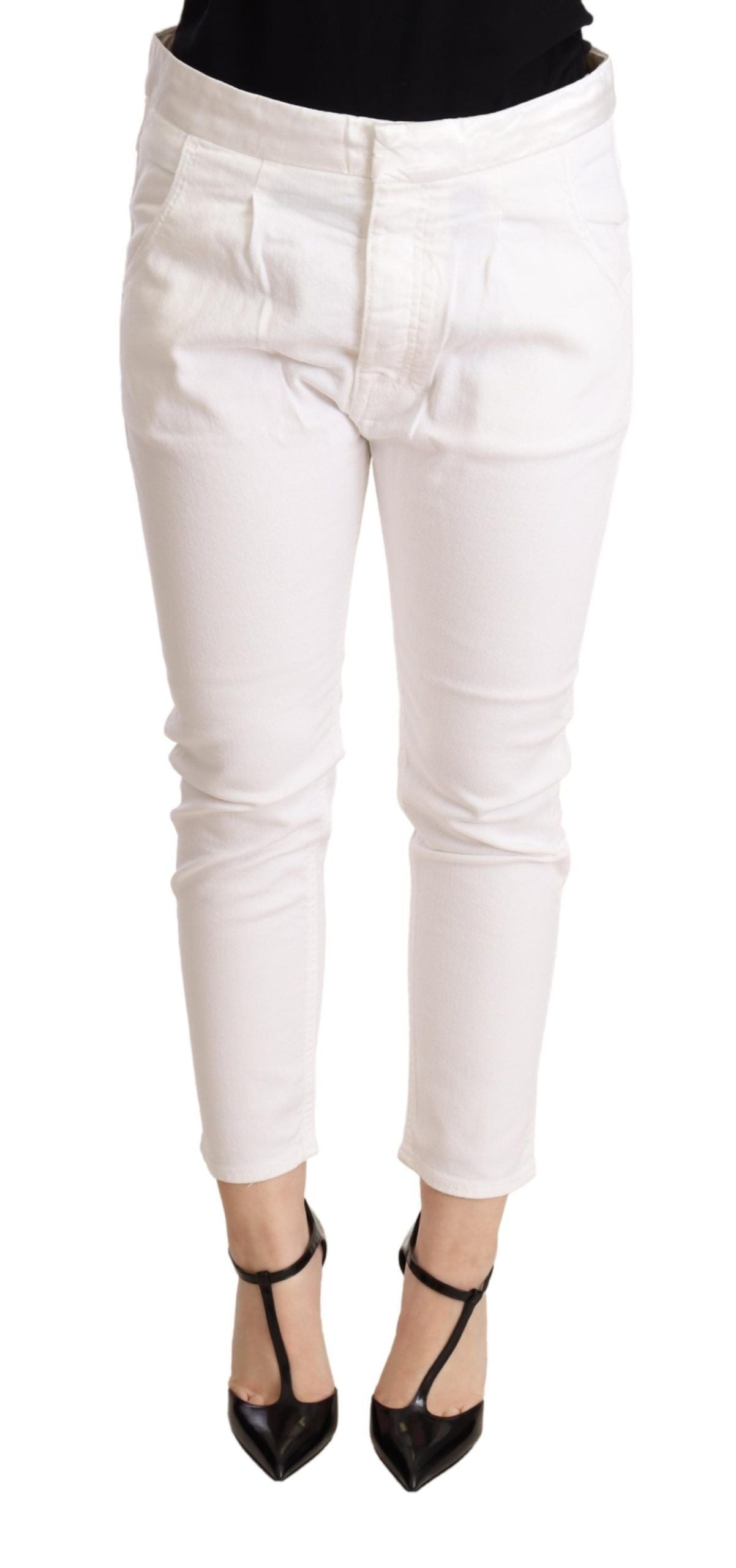 Elegant Slim Fit White Skinny Pants