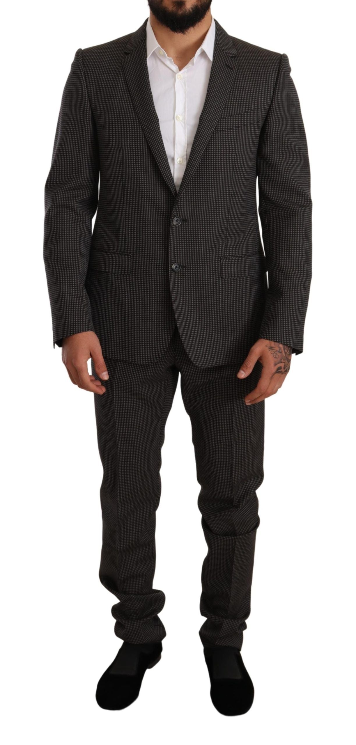 Black Fantasy Pattern Wool MARTINI Suit