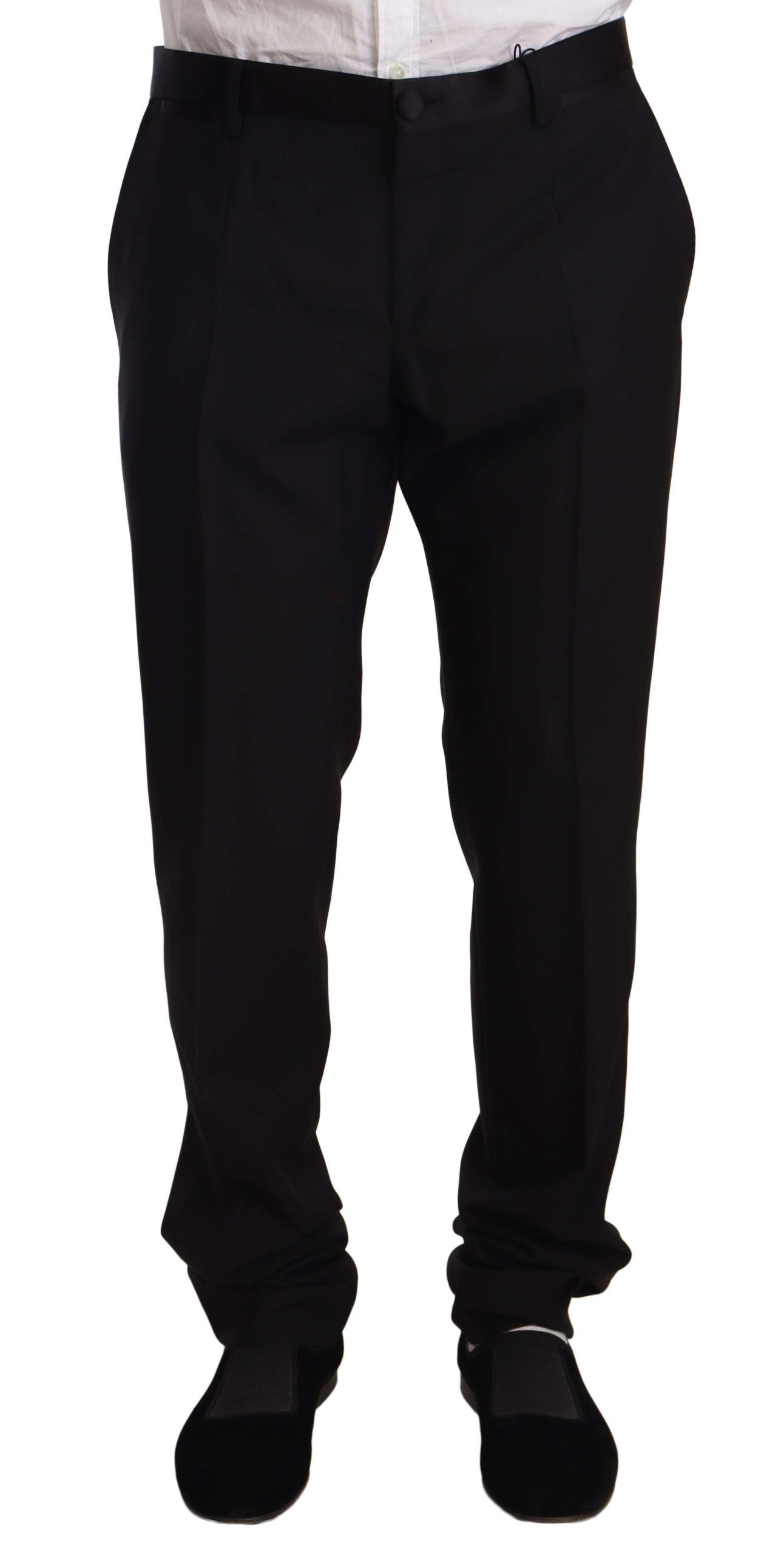 Elegant Black Skinny Tuxedo Trousers