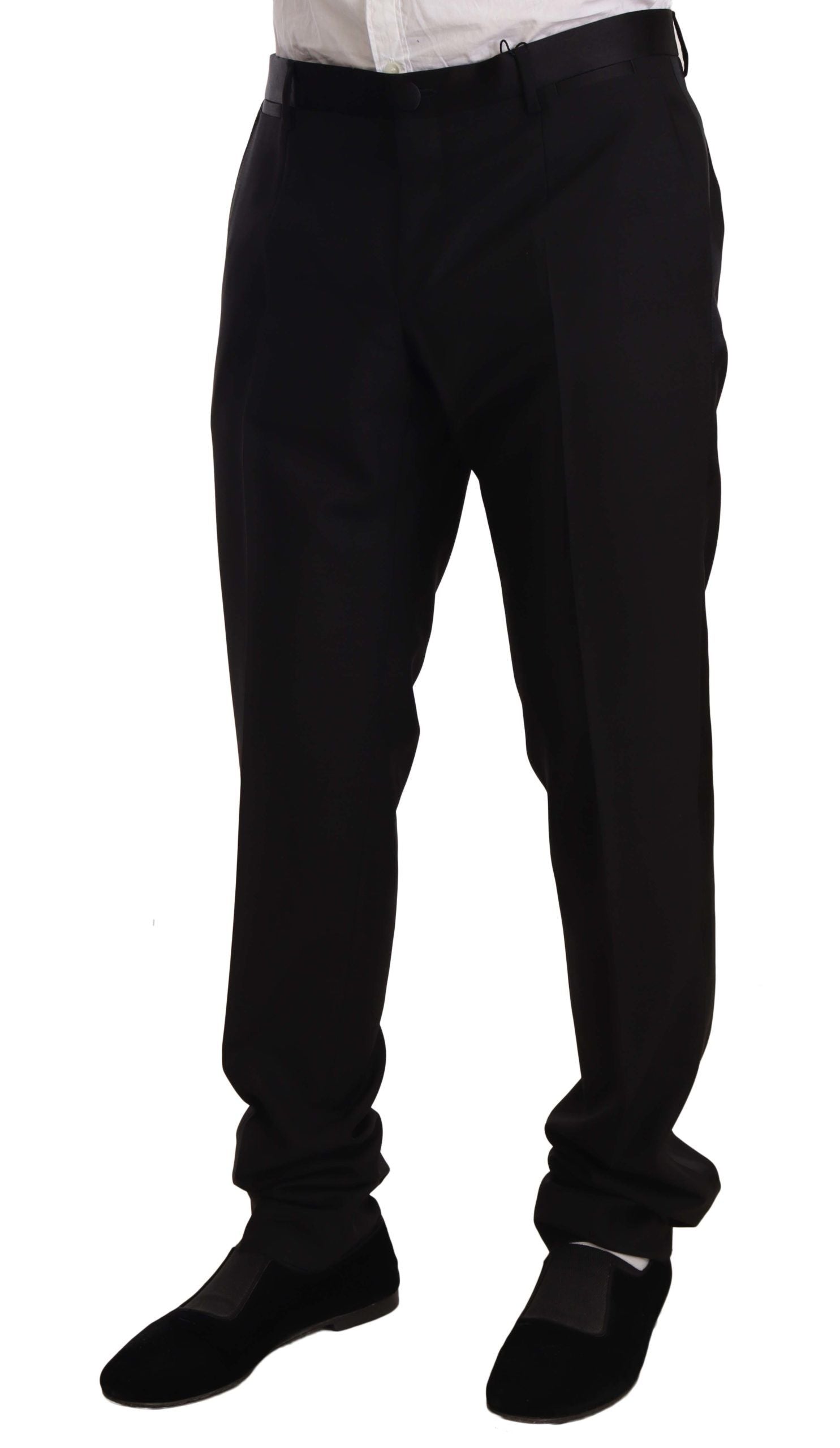 Elegant Black Skinny Tuxedo Trousers