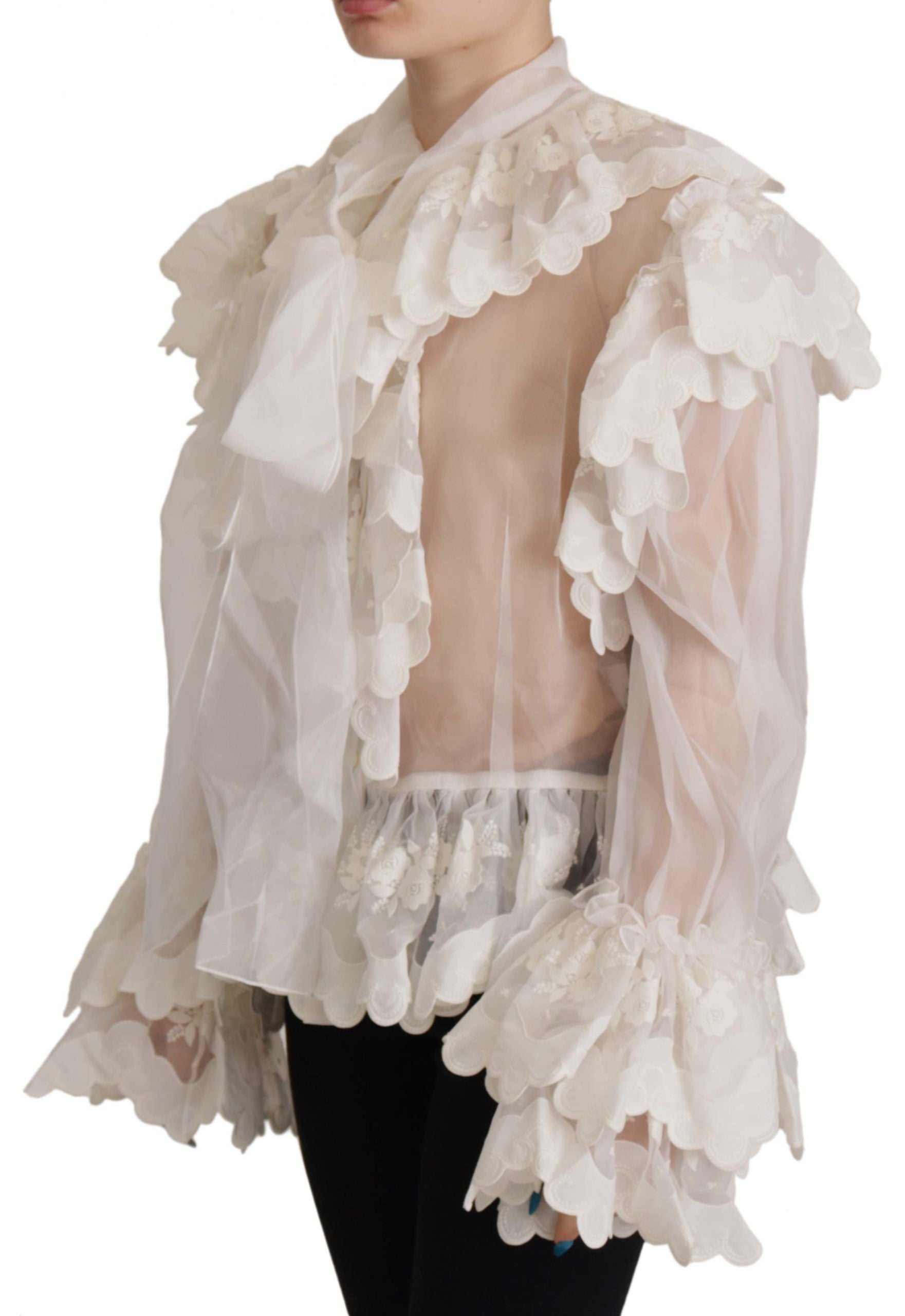 Elegant White Lace Silk-Cotton Top