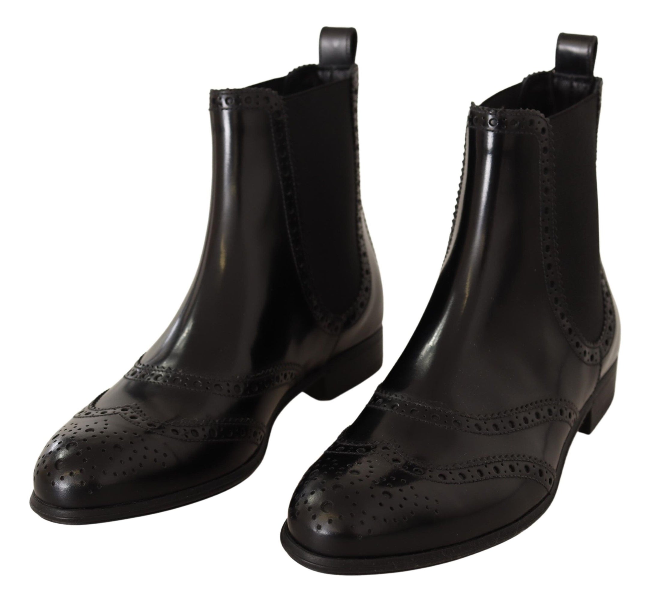 Elegant Black Ankle Wingtip Oxford Boots