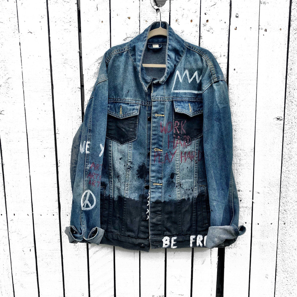 Buy PLAY HARD' DENIM JACKET by Wren + Glory