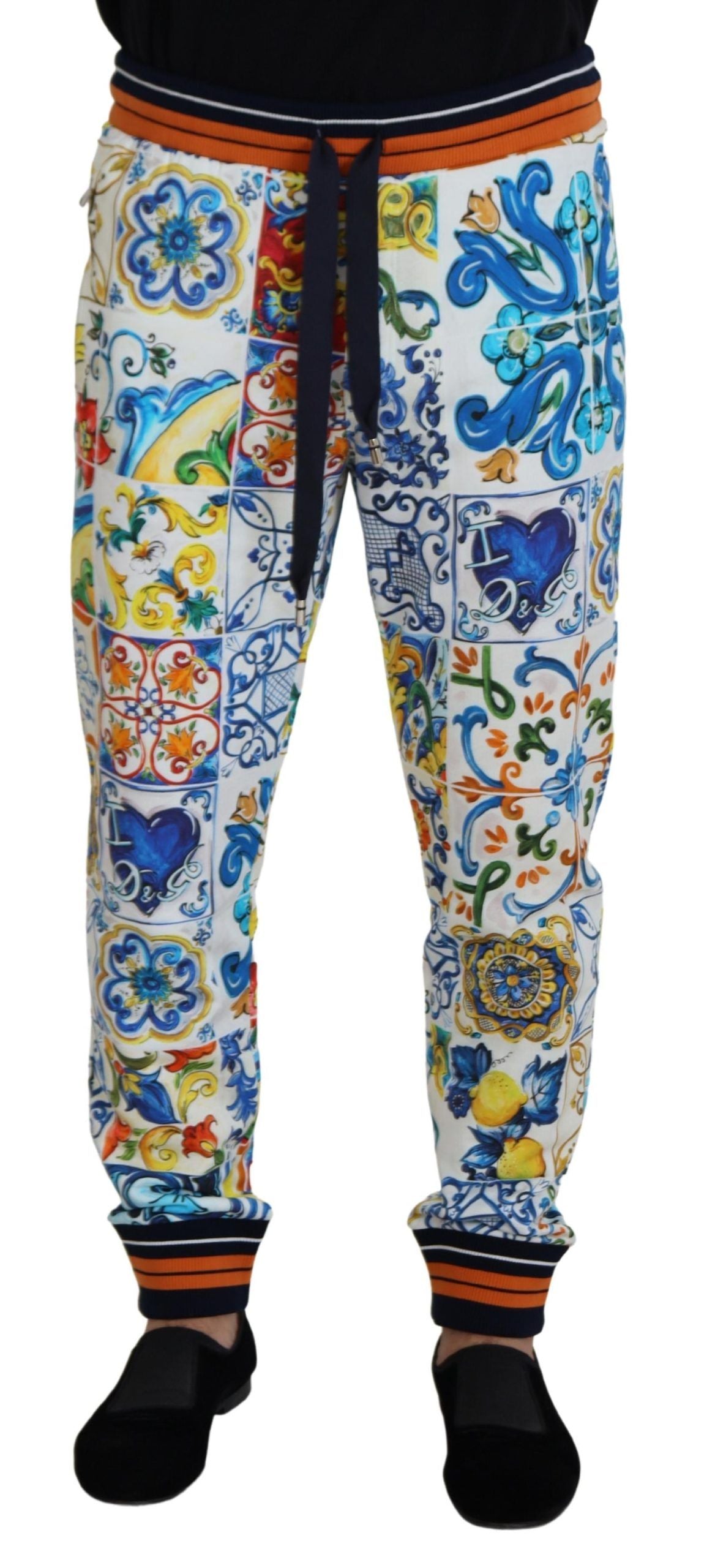 Multicolored Majolica Print Gym Sweatpants