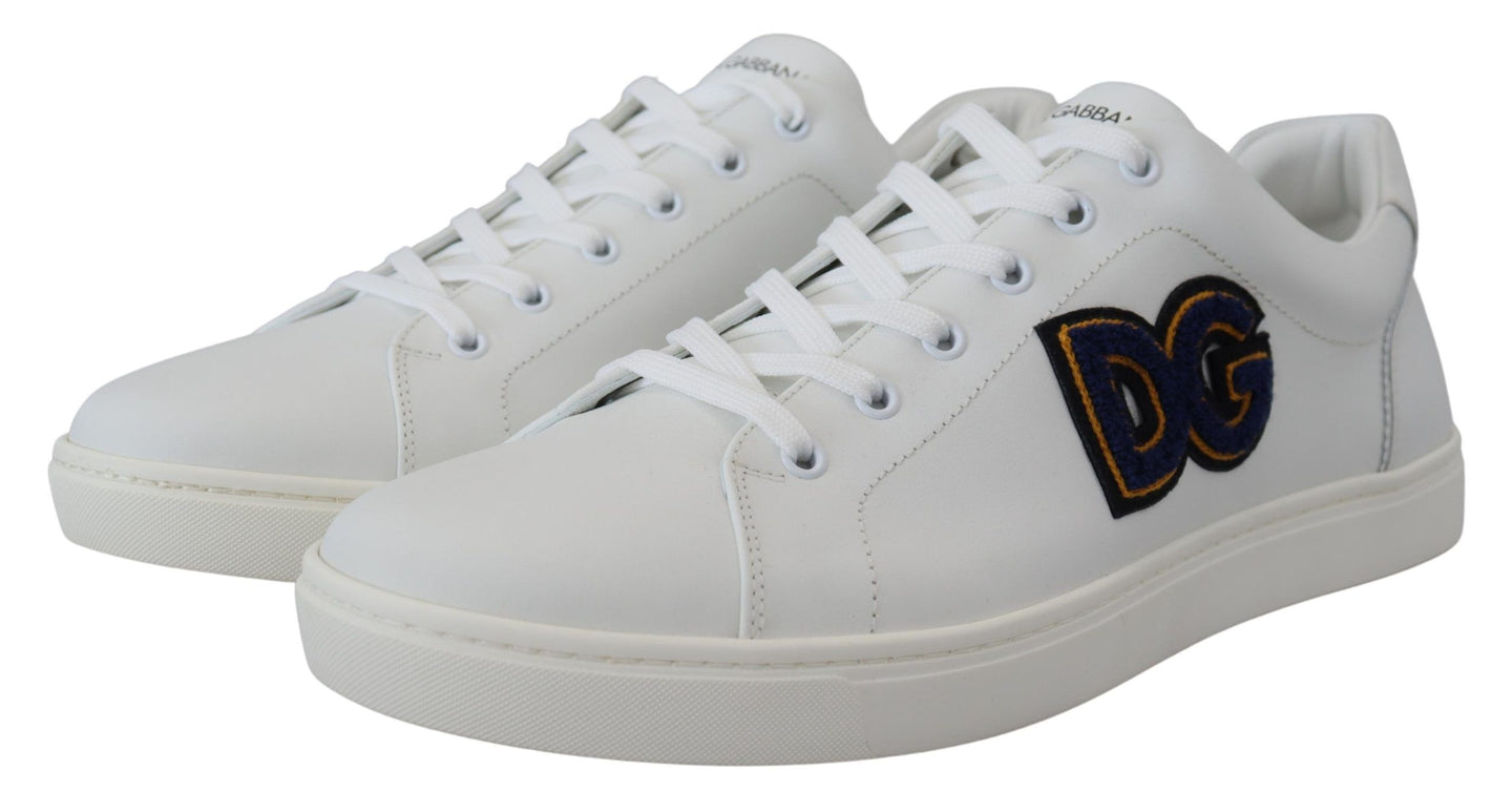 White Leather DG Logo Casual Sneakers Shoes