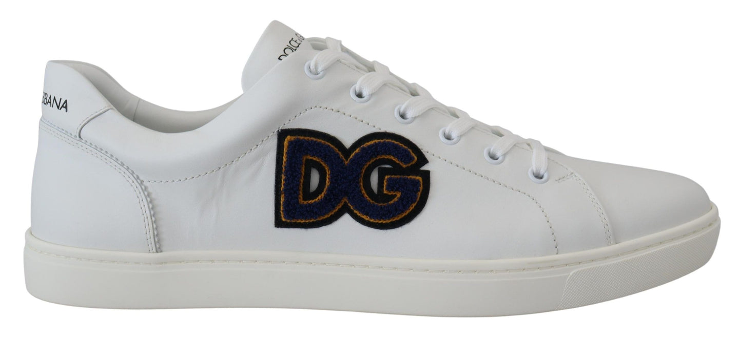 White Leather DG Logo Casual Sneakers Shoes