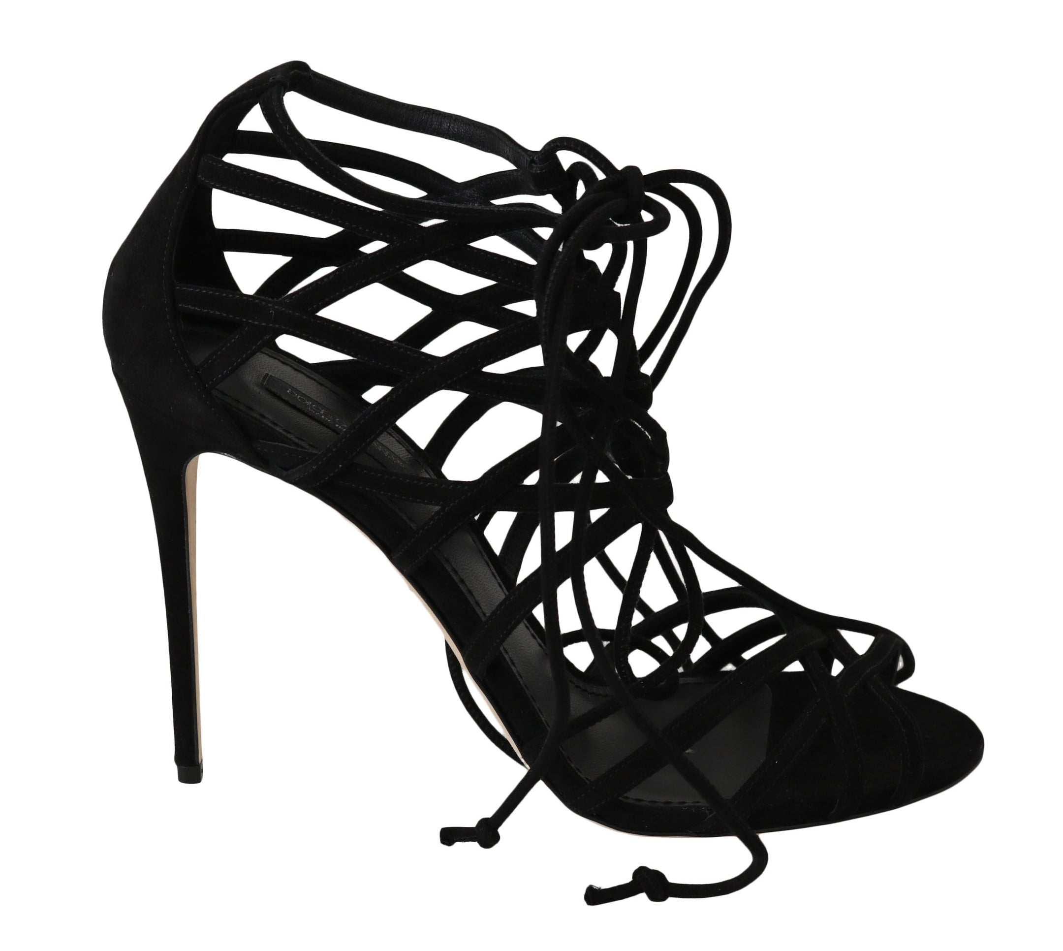 Buy Elegant Black Suede Gladiator Stilettos by Dolce & Gabbana