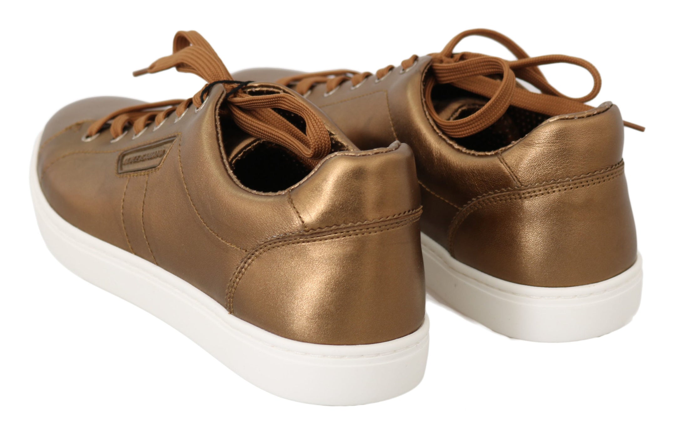 Buy Golden Metallic Leather Sneakers by Dolce & Gabbana